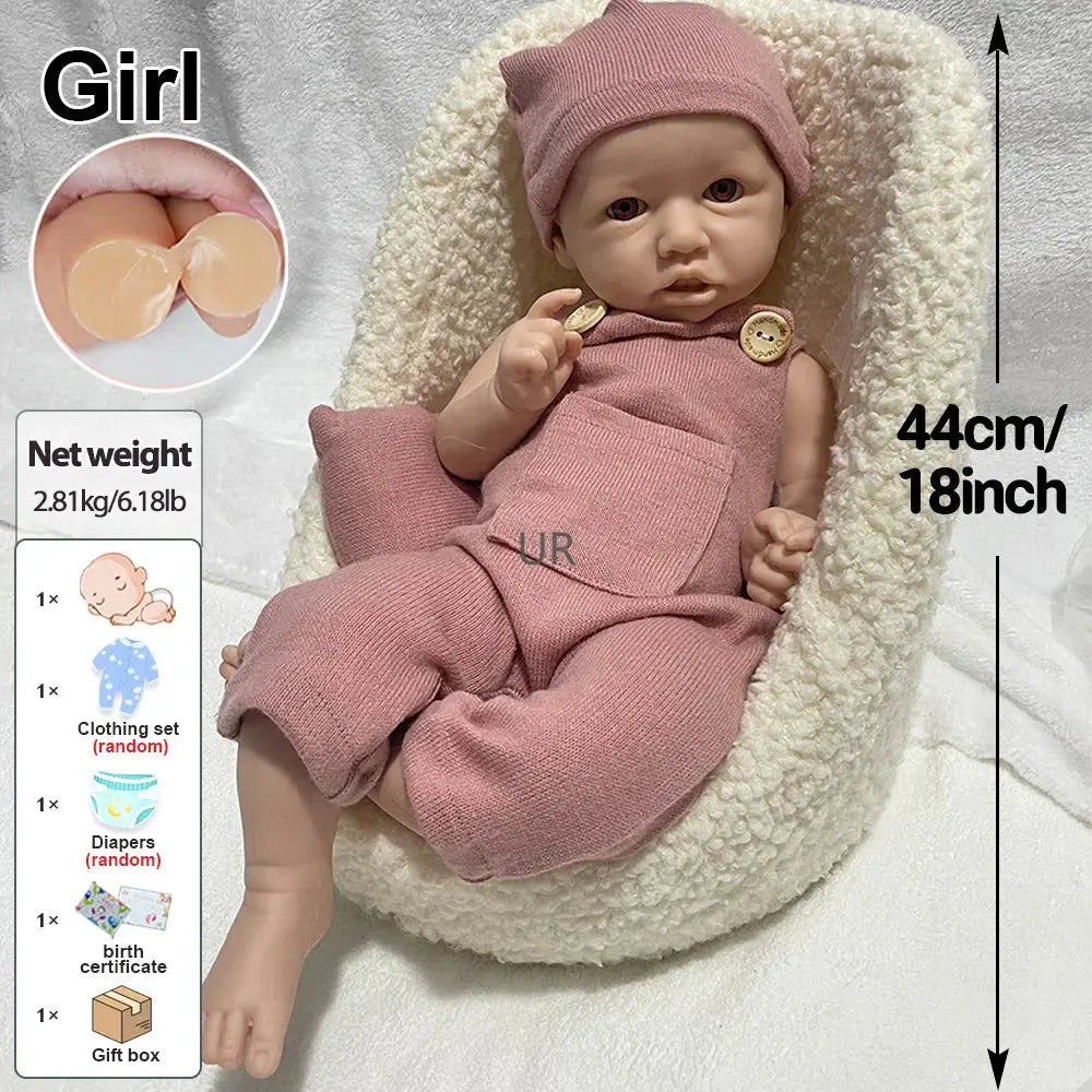 Image of Reborn Baby Dolls Lifelike Details 18Inch Full Body Solid Baby Girl