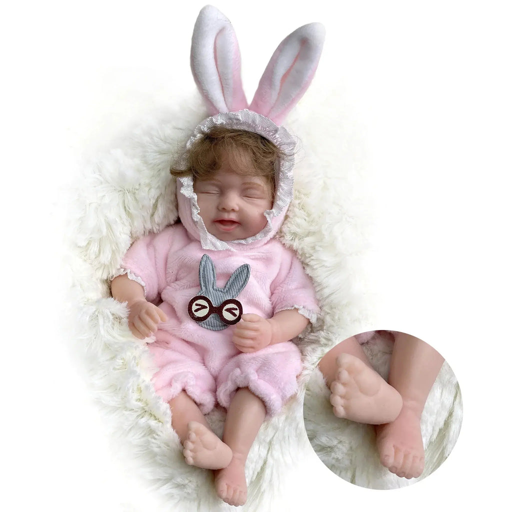 Image of Reborn Baby Dolls 6Inch Mini Palm Full Solid Silicone Bebe Reborn