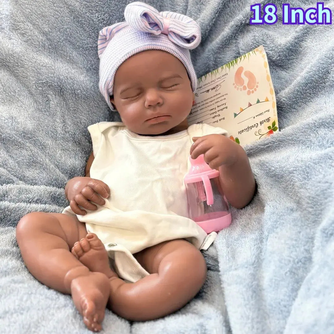 Image of Reborn Baby Dolls 18 Inch Chocolate Skin Silicone Loulou Reborn Girl