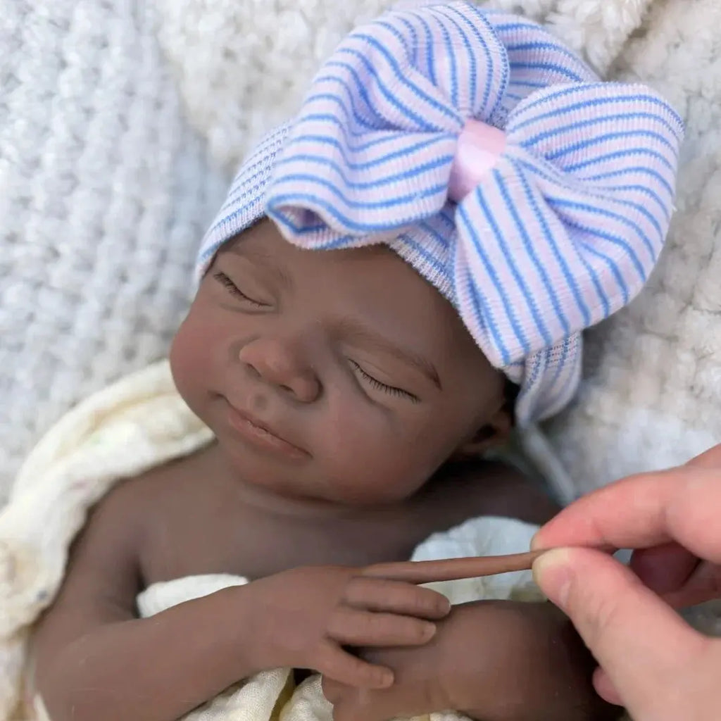 Image of Reborn Baby Dolls 18Inch Can Open Mouth Dark Skin Pascale Bebe Reborn