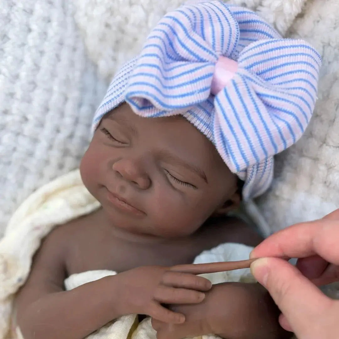 Image of Reborn Baby Dolls 18Inch Can Open Mouth Dark Skin Pascale Bebe Reborn