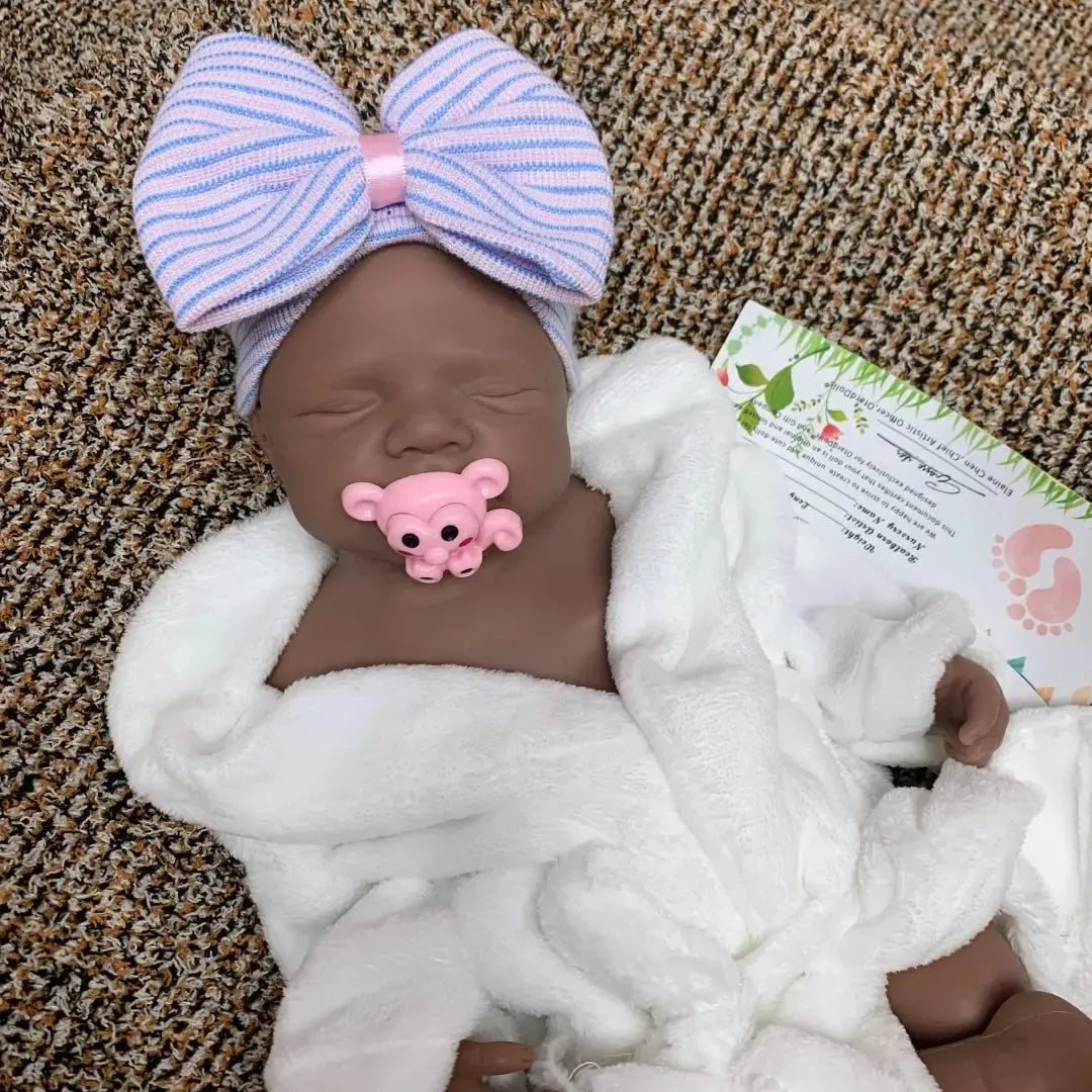 Image of Reborn Baby Dolls 18Inch Can Open Mouth Dark Skin Pascale Bebe Reborn