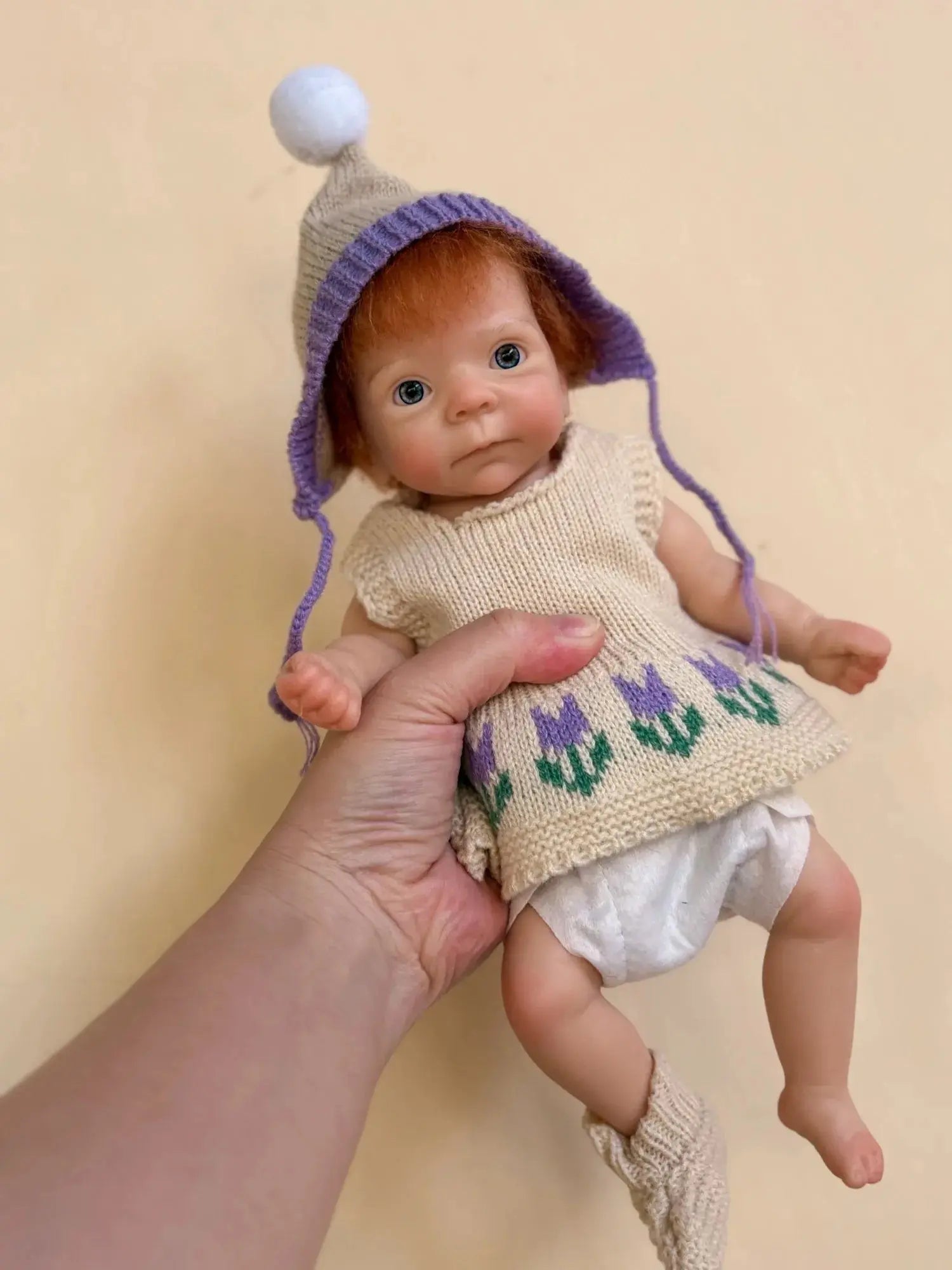 Image of Reborn Baby Dolls 1Pc 10Inch Open Mouth Girl With Hair Full Solid