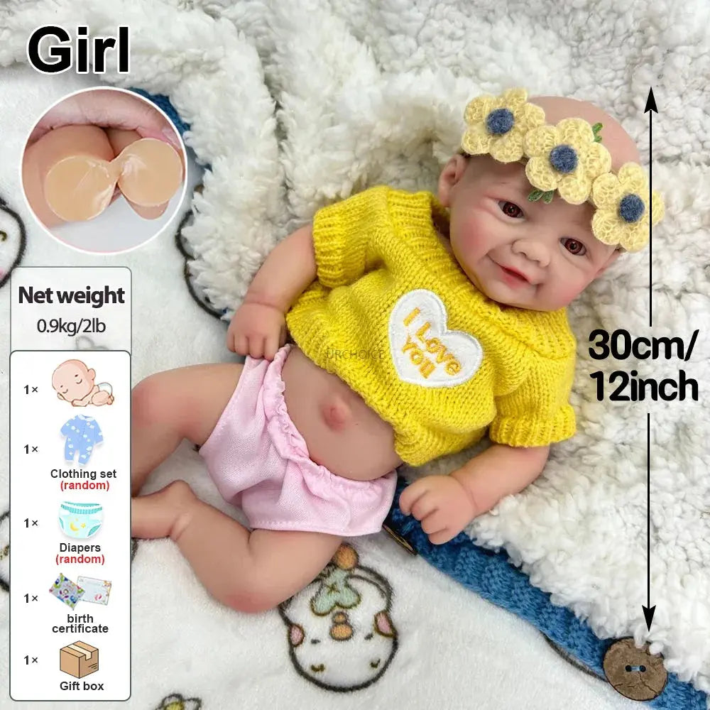 Image of Reborn Baby Dolls 12Inch Preemy Baby Girl Vivienne Full Body Soft