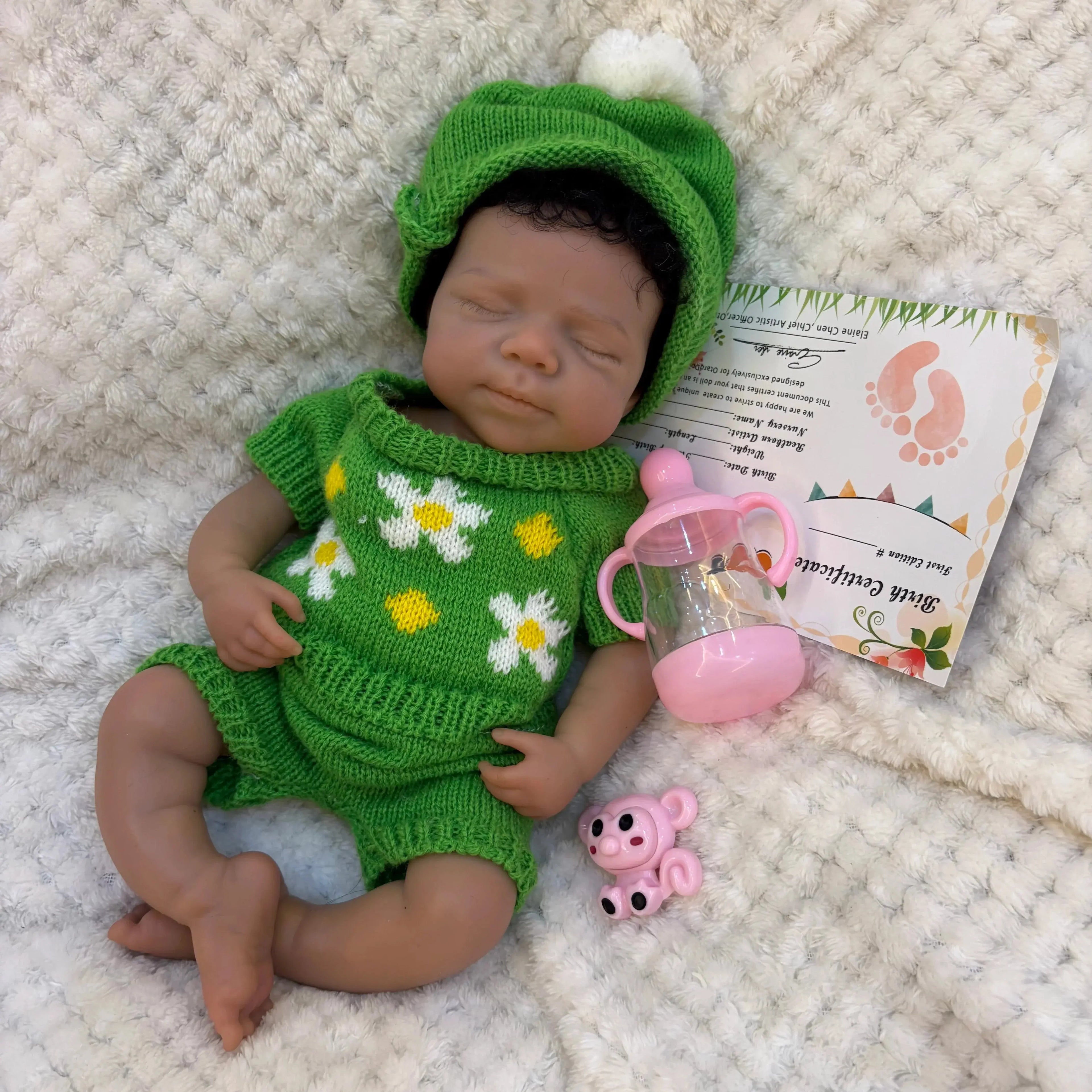 Image of Reborn Baby Dolls Can Open Mouth 26Cm Dark Skin Pascale Full Body