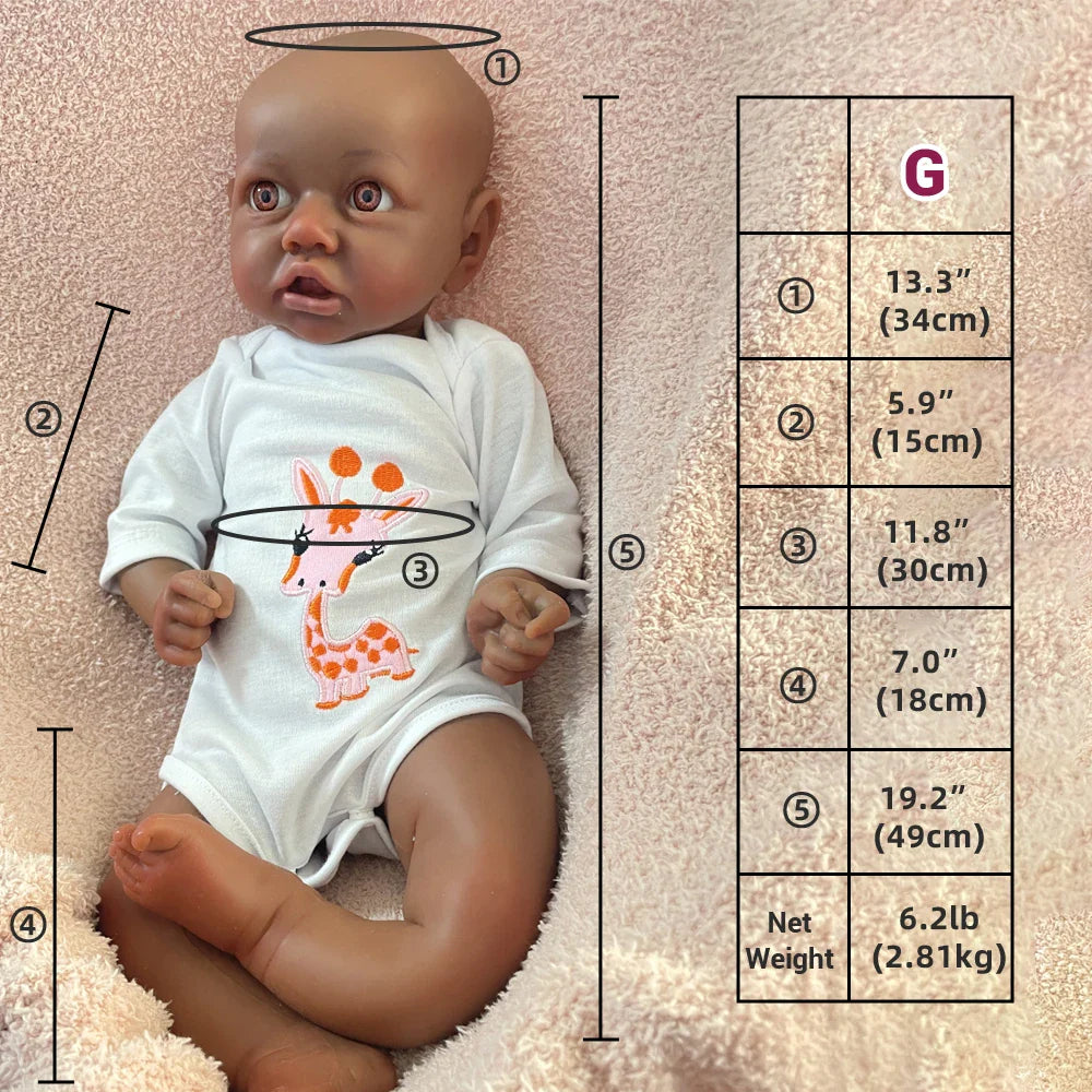 Image of Reborn Baby Dolls 100% Siold Silicone Reborn Baby Dark African Girl