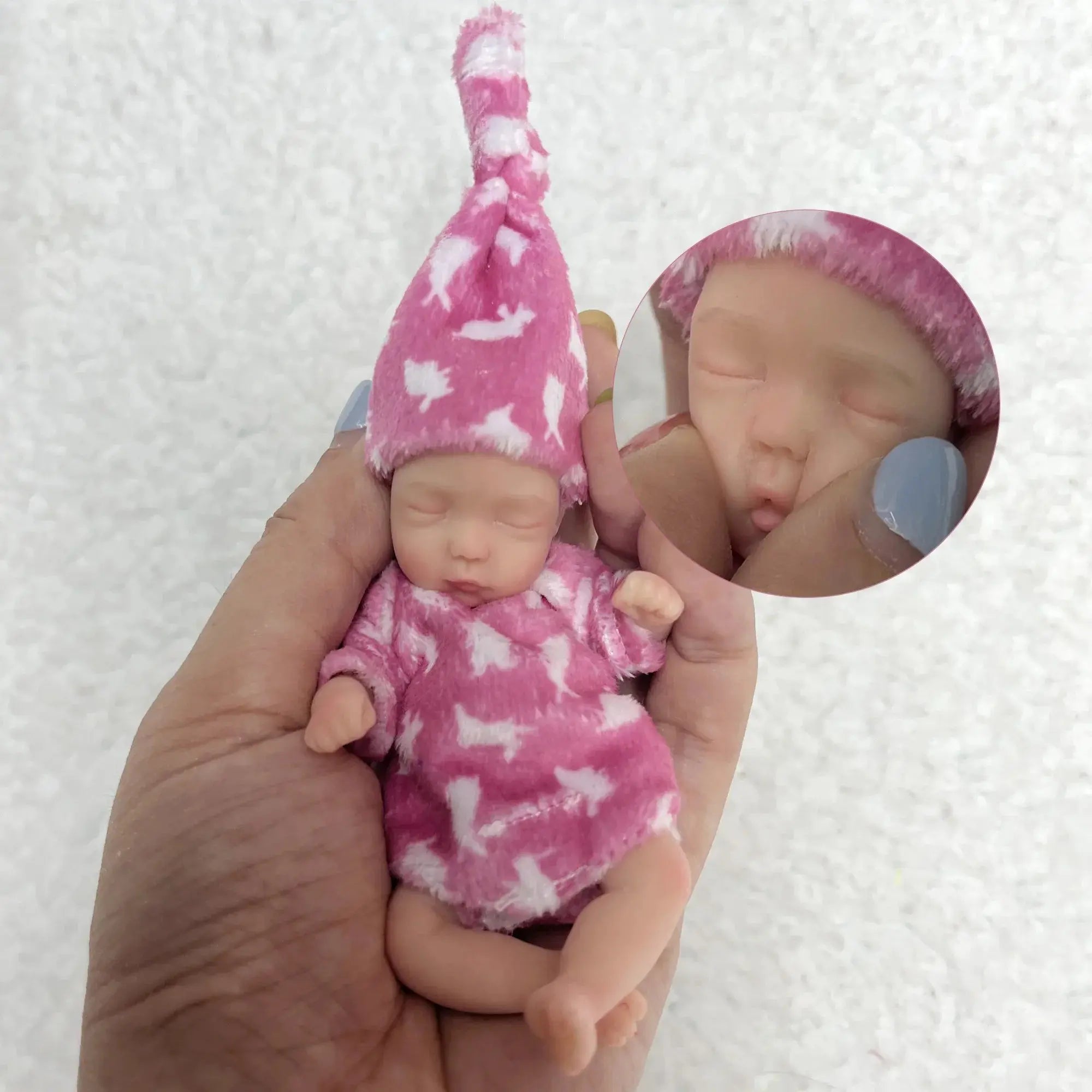 Image of Reborn Baby Dolls 11Cm Painted Mini Silicone Palm Girl With 2 Set Of