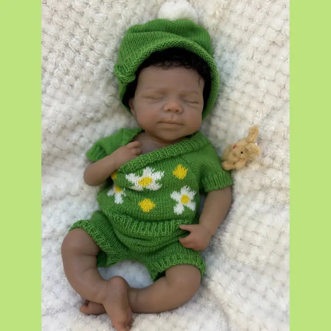 Image of Reborn Baby Dolls Can Open Mouth 26Cm Dark Skin Pascale Full Body