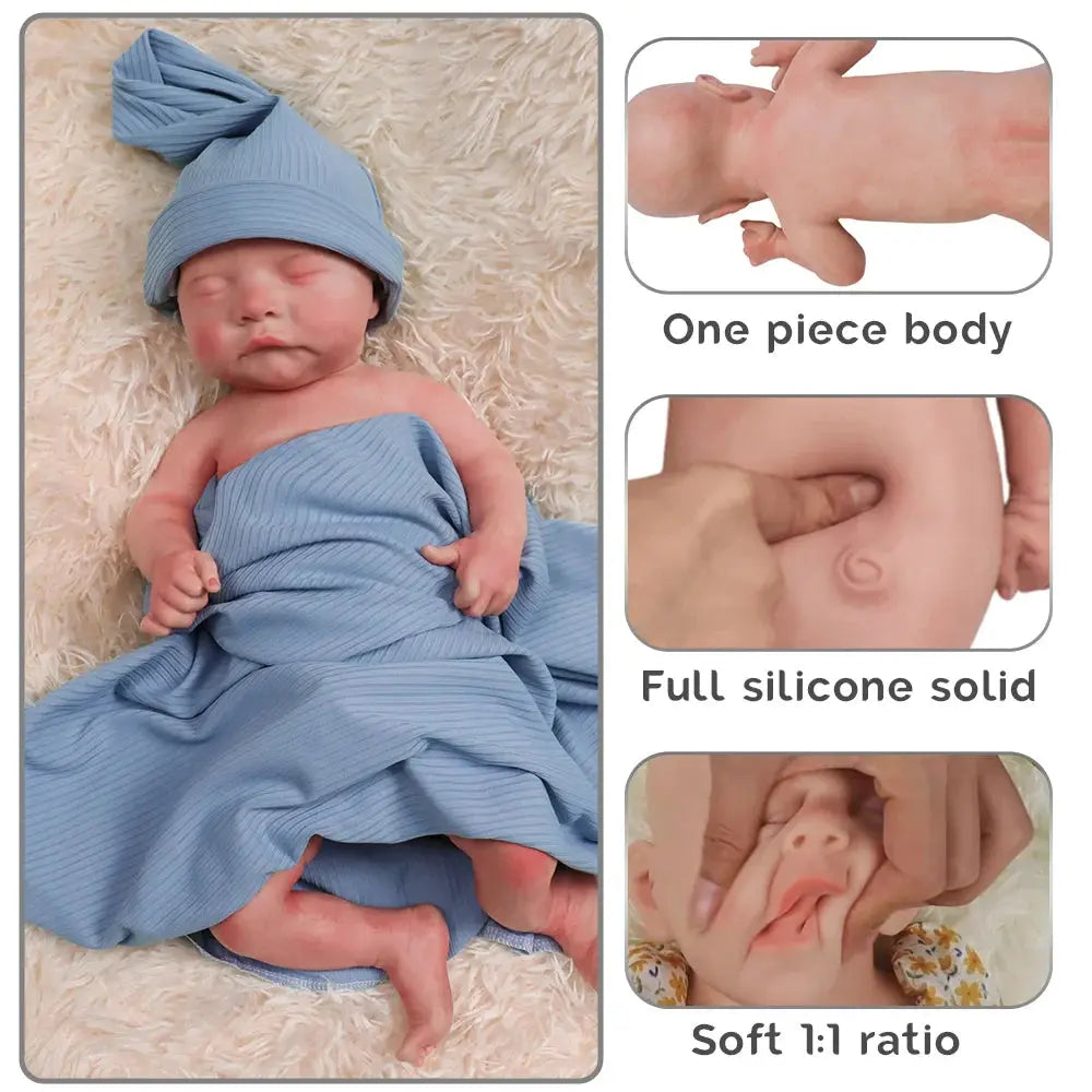 Image of Reborn Baby Dolls Pink Skin Unpaited 18'' Boy Full Body Silicone