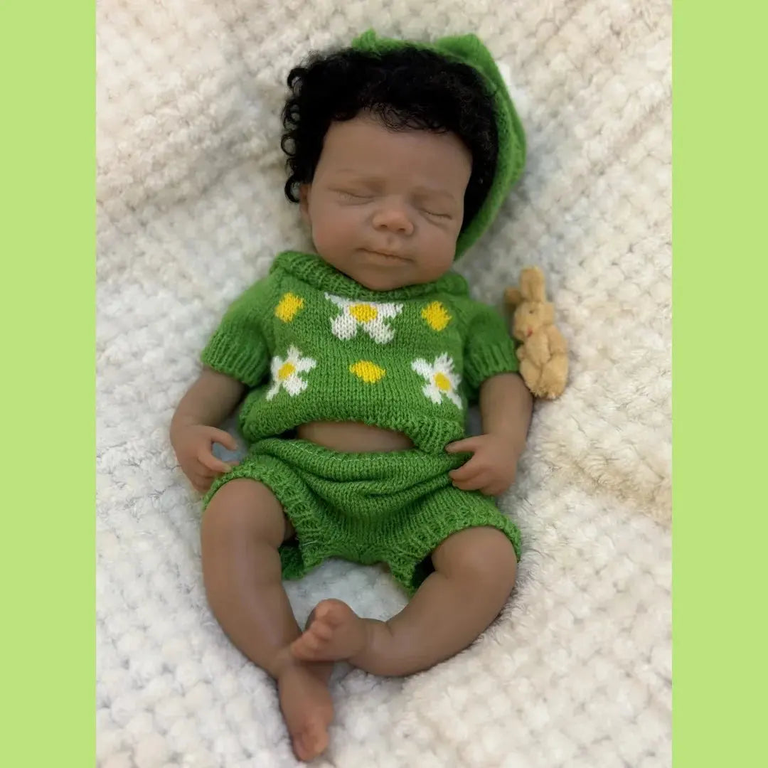 Image of Reborn Baby Dolls Can Open Mouth 26Cm Dark Skin Pascale Full Body