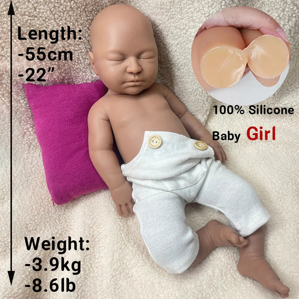 Image of Reborn Baby Dolls 22" Weighted Black Reborn Doll Soft Full Silicone