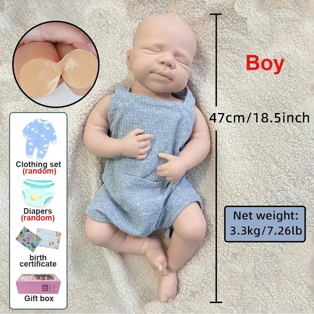 Image of Reborn Baby Dolls 18 Inch Unpainted Realistic Silicone Reborn Baby