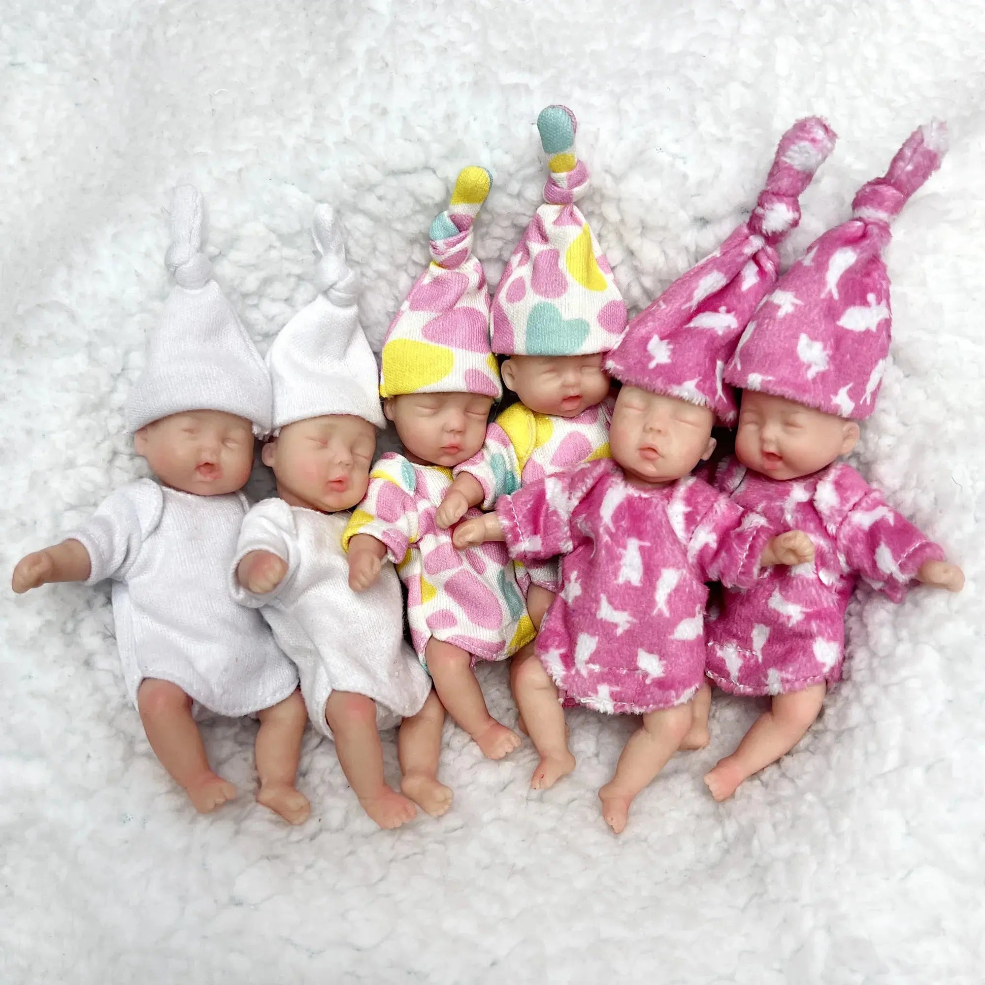 Image of Reborn Baby Dolls 11Cm Painted Mini Silicone Palm Girl With 2 Set Of
