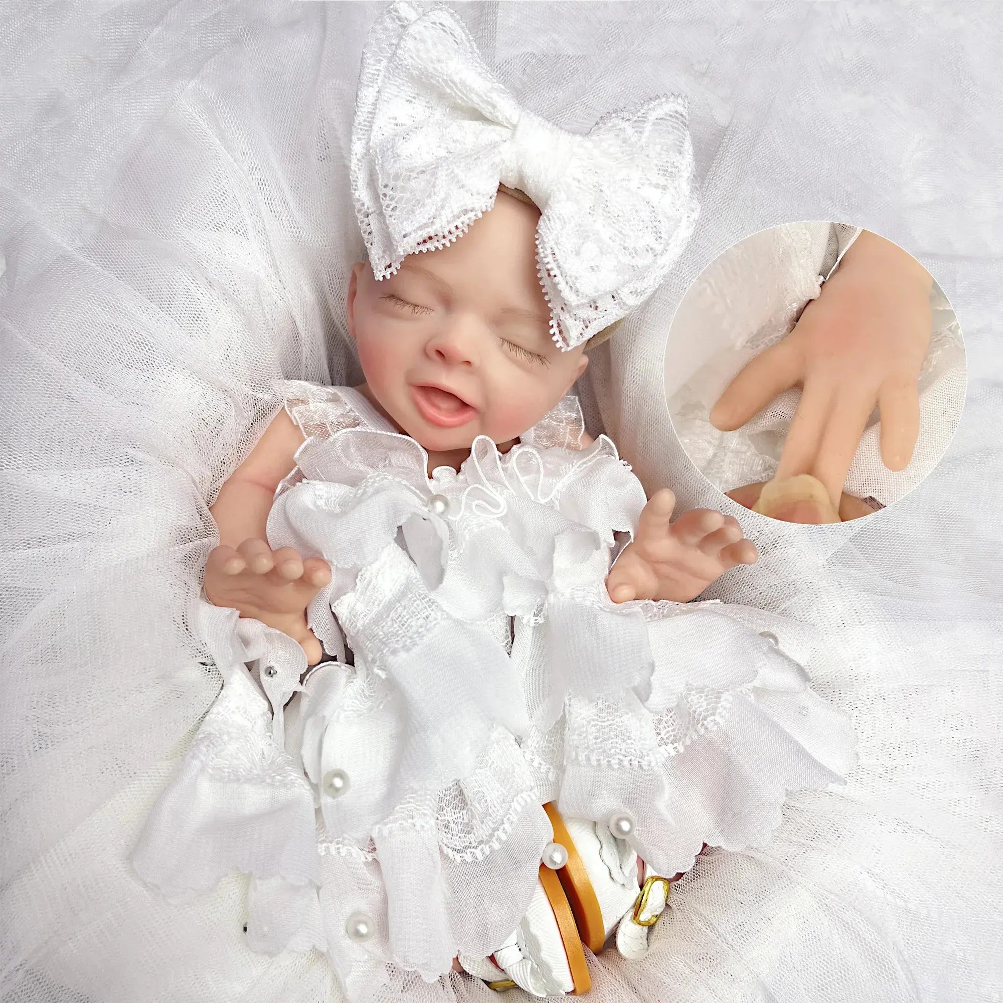 Image of Reborn Baby Dolls Lovely Sleeping Girl 25Cm Full Body Soft Solid