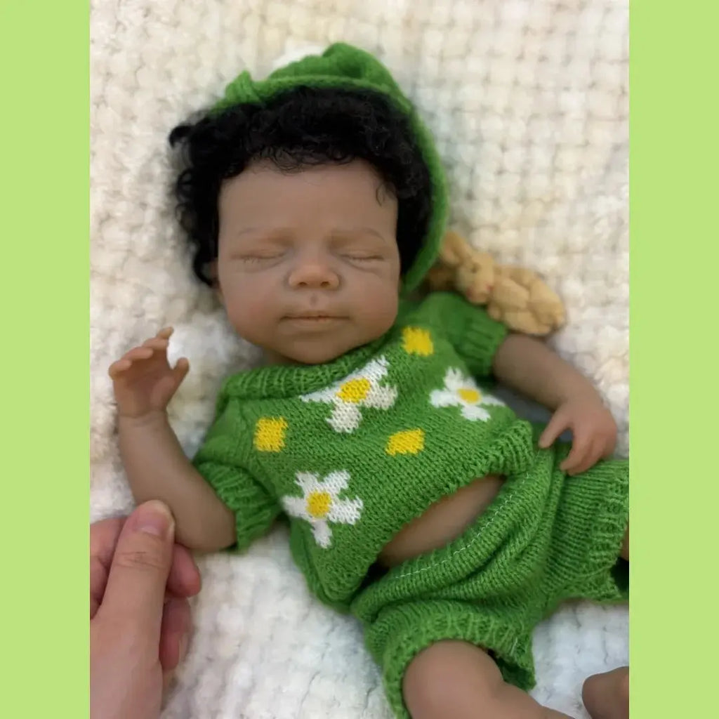 Image of Reborn Baby Dolls Can Open Mouth 26Cm Dark Skin Pascale Full Body