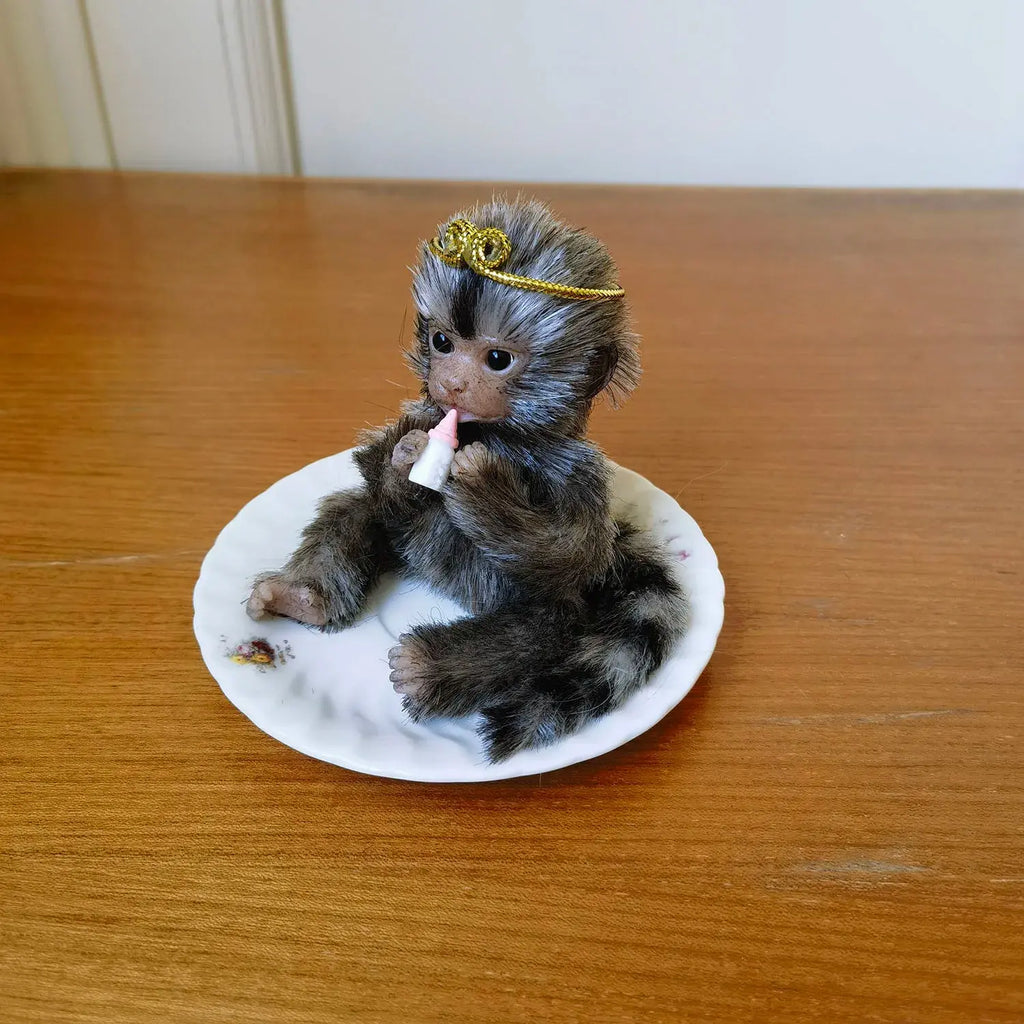 Image of Reborn Baby Dolls 6’’ Avani Doll Full Body Silicone Monkey Drinking