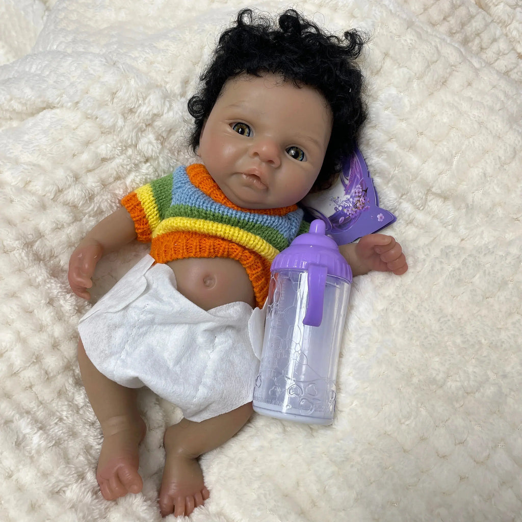 Image of Reborn Baby Dolls 25Cm Reborn Dolls Dark Skin Full Body Soft Solid