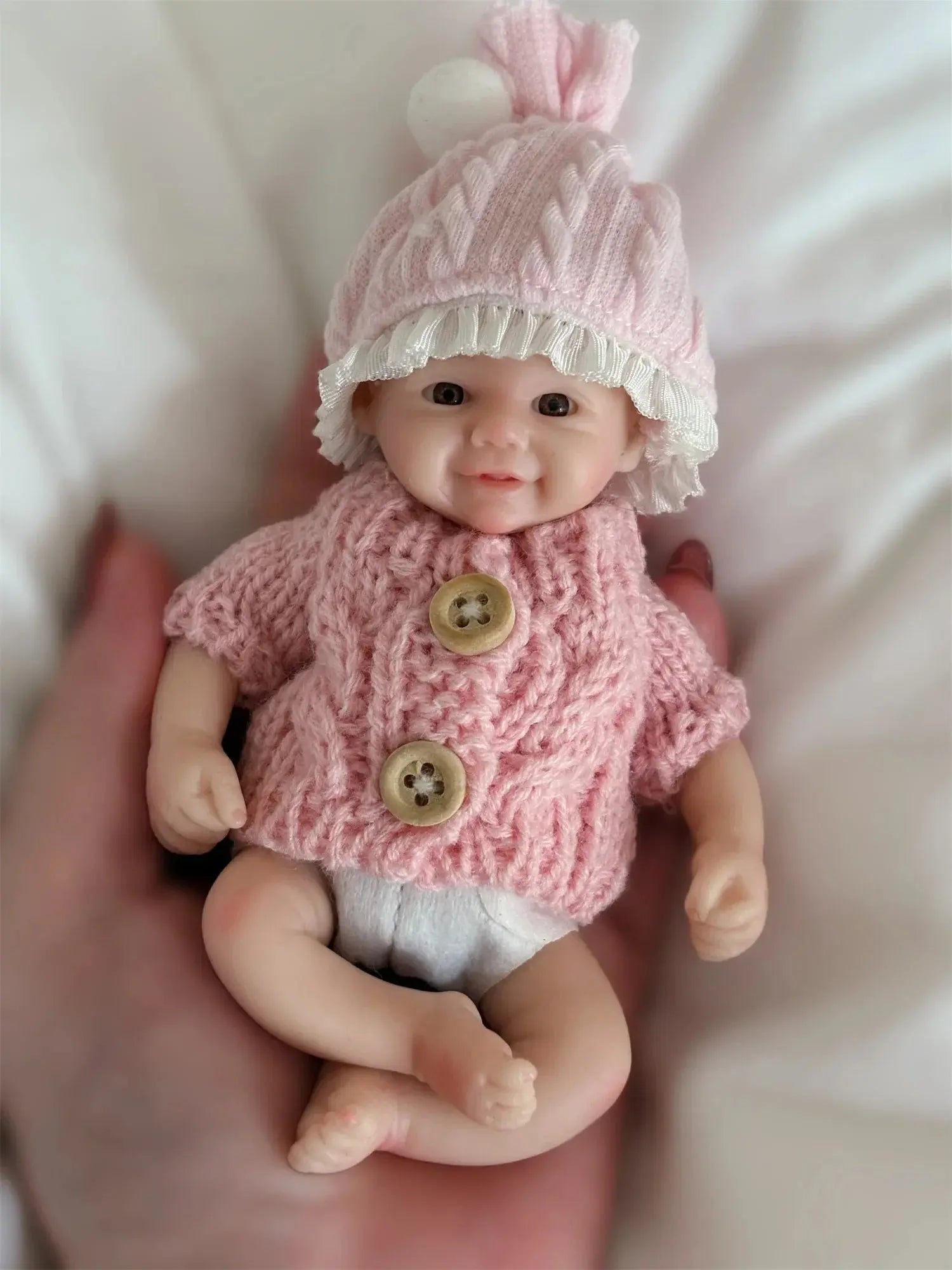 Image of Reborn Baby Dolls 15Cm Can Washable Mini Vivienne Solid Silicone Bebe