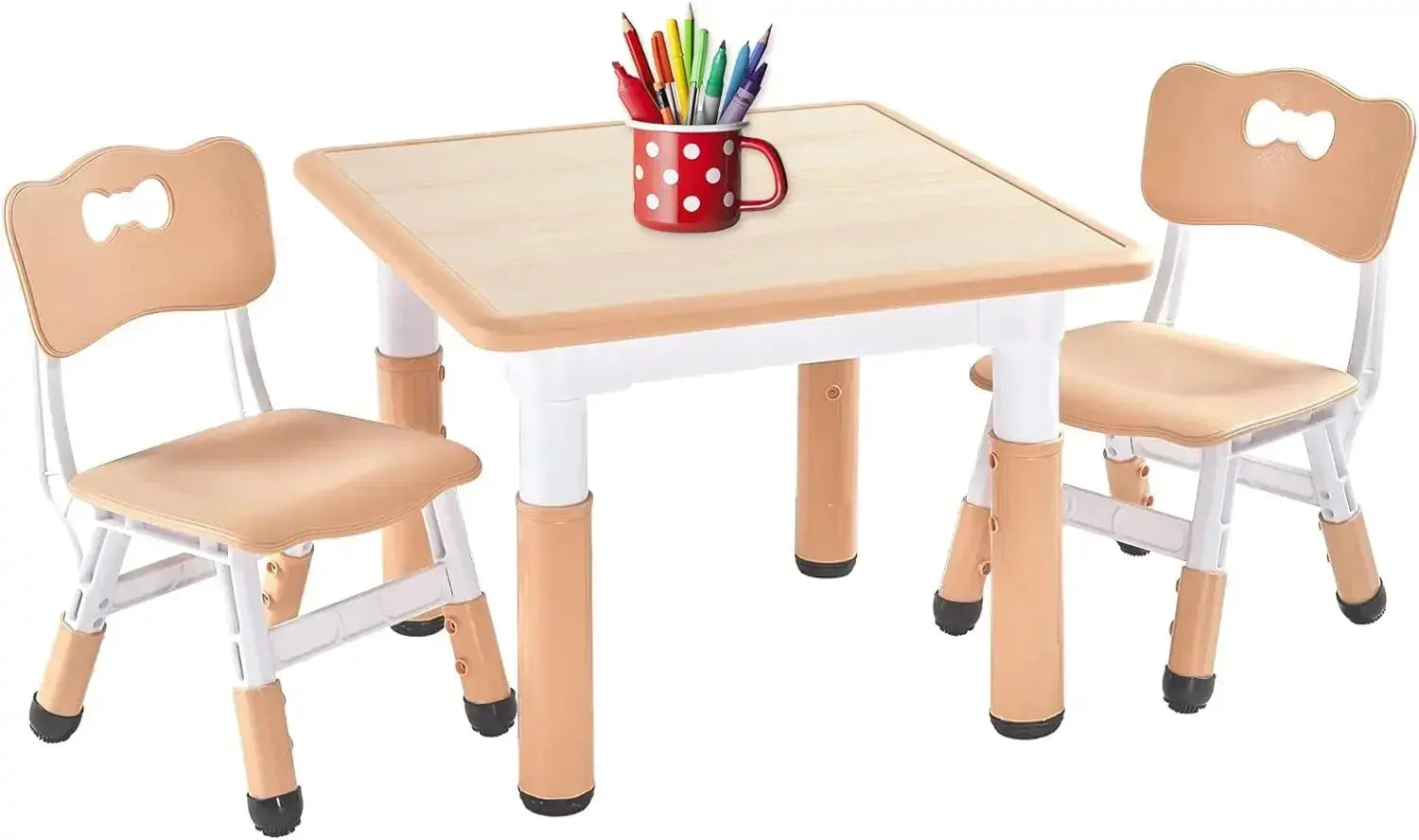Image of Reborn Baby Dolls Kids Table And 2 Chairs Set, Height Adjustable