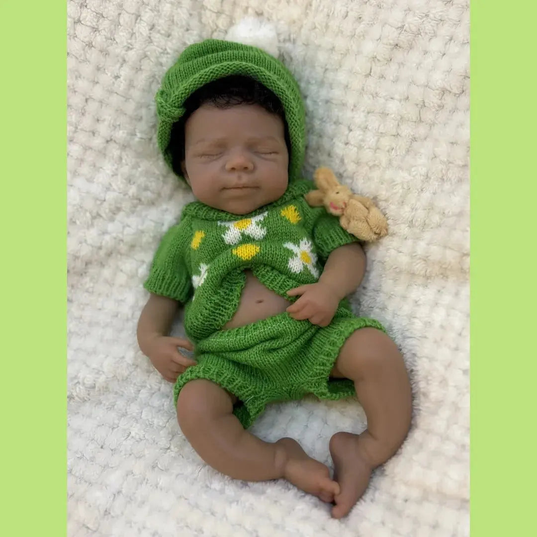 Image of Reborn Baby Dolls Can Open Mouth 26Cm Dark Skin Pascale Full Body