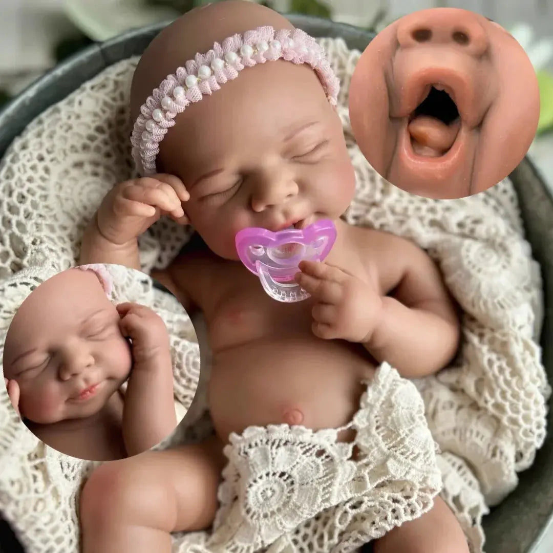 Image of Reborn Baby Dolls 18Inch Can Open Mouth Dark Skin Pascale Bebe Reborn