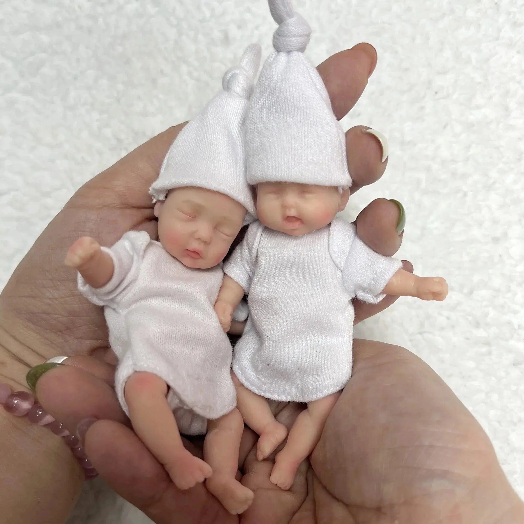Image of Reborn Baby Dolls 11Cm Painted Mini Silicone Palm Girl With 2 Set Of