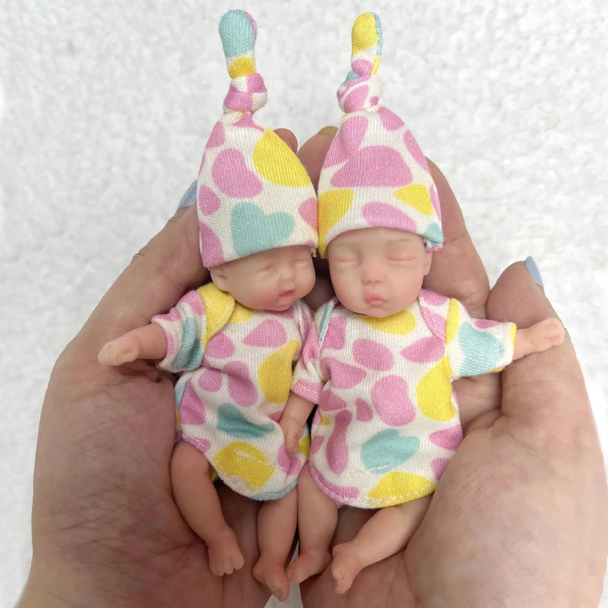Image of Reborn Baby Dolls 11Cm Painted Mini Silicone Palm Girl With 2 Set Of
