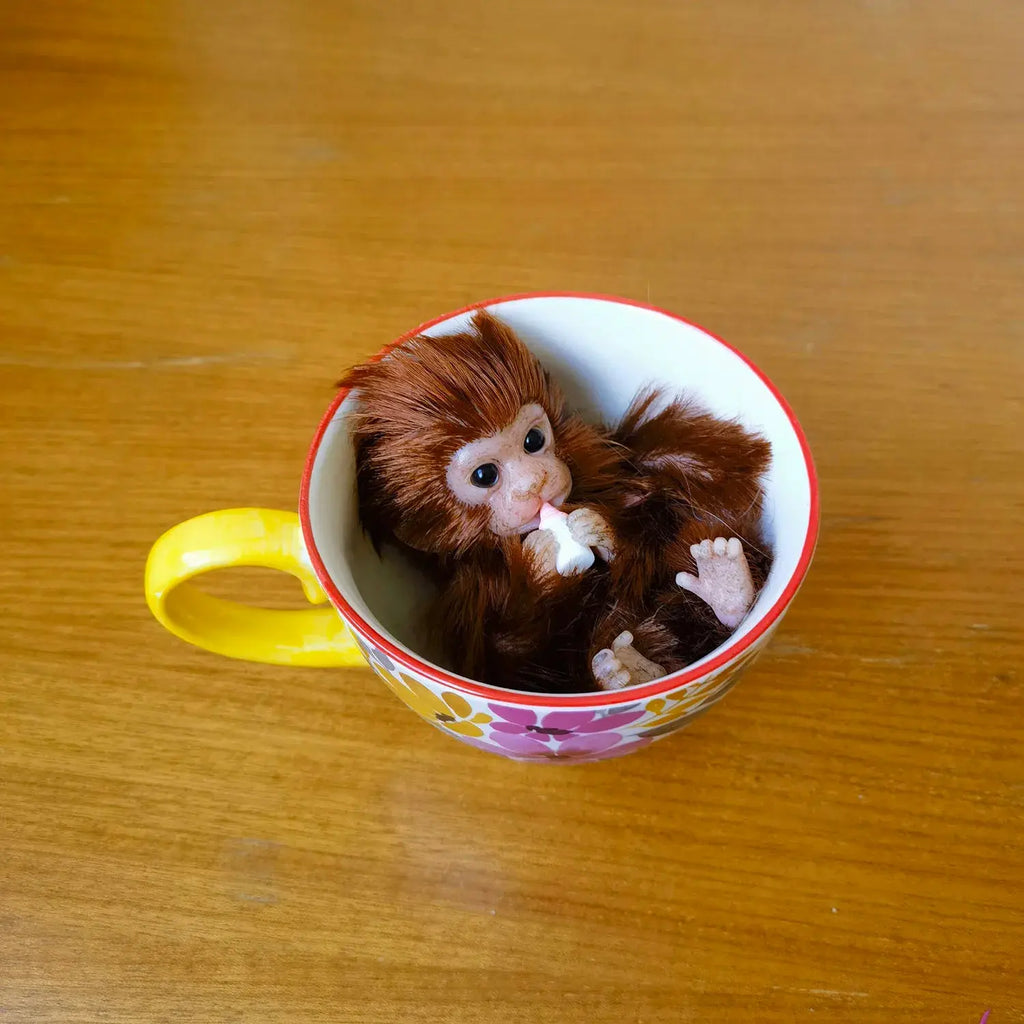 Image of Reborn Baby Dolls 6’’ Avani Doll Full Body Silicone Monkey Drinking