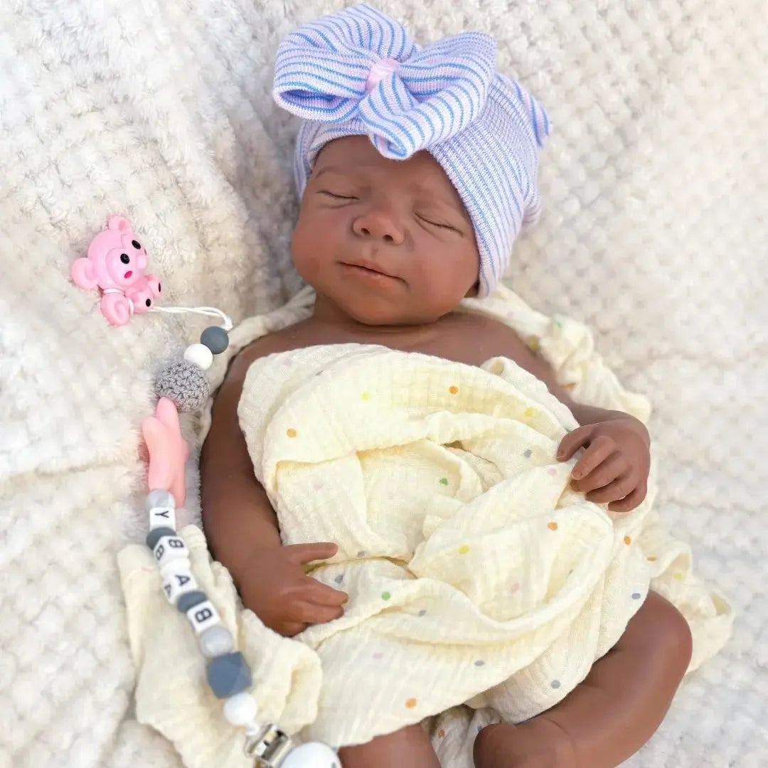Image of Reborn Baby Dolls 18Inch Dark Skin Can Open Mouth Pascale Solid Bebe
