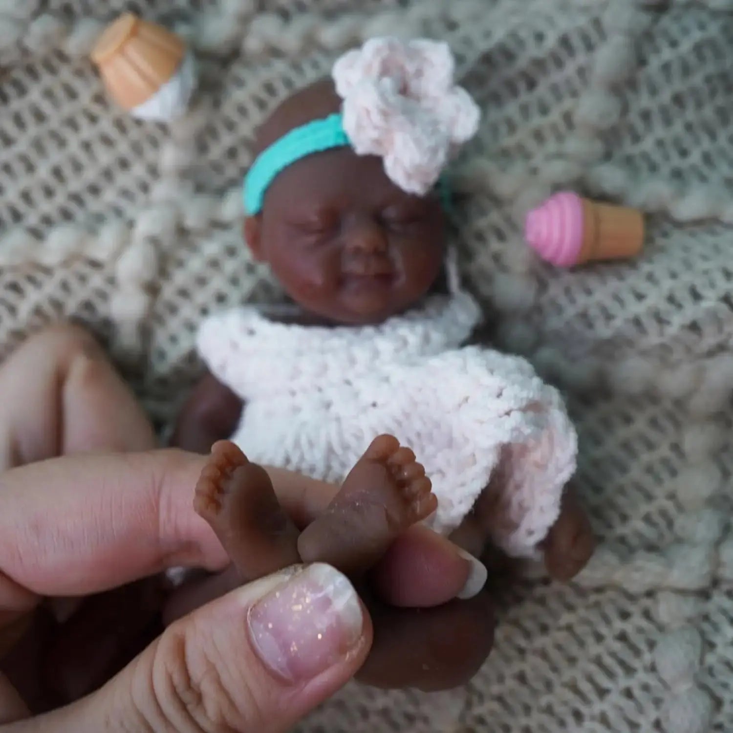 Image of Reborn Baby Dolls Mini Silicone Baby Black 4.5 Inch Reborn Baby Dolls