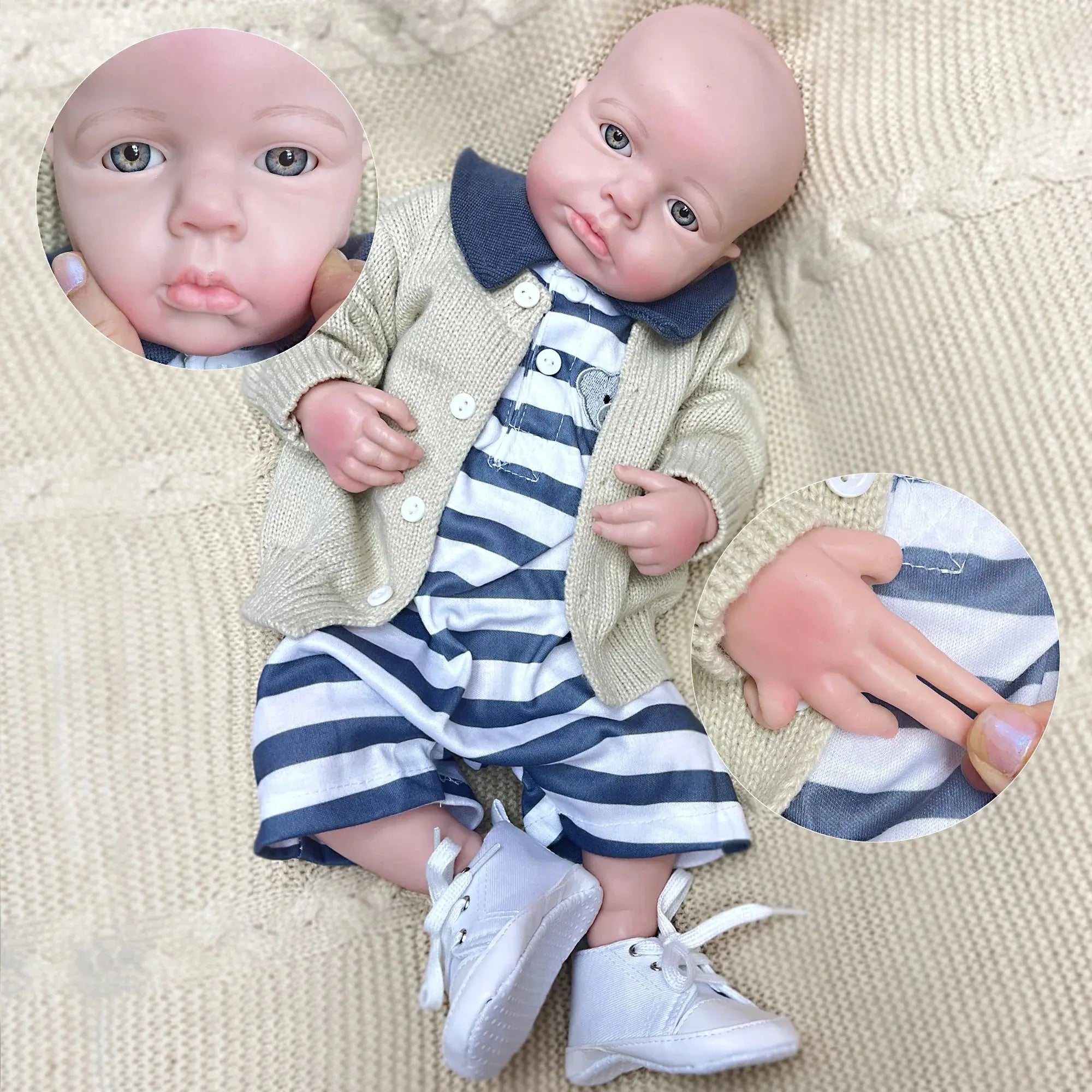 Image of Reborn Baby Dolls 45Cm Boy Loulou Bebê Reborn De Silicone