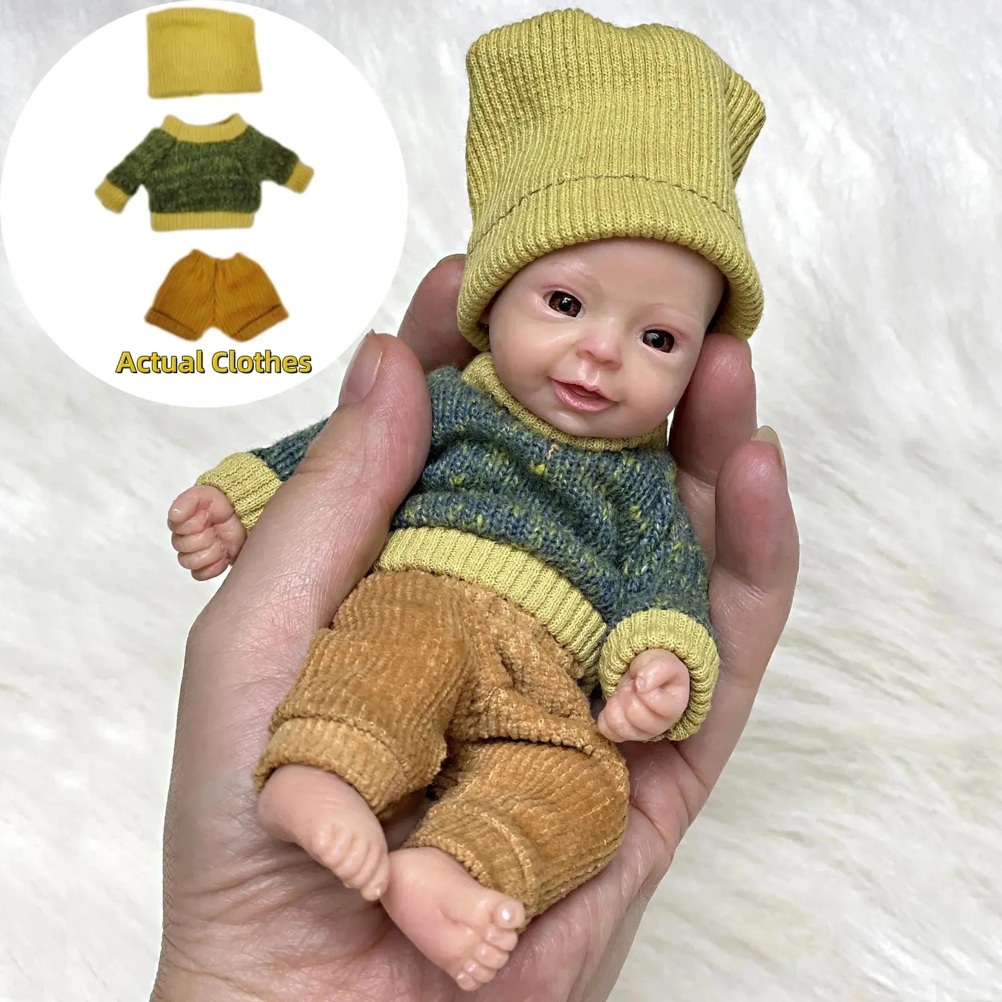 Image of Reborn Baby Dolls 15Cm Painted Full Solid Silicone Bebe Boy Reborn