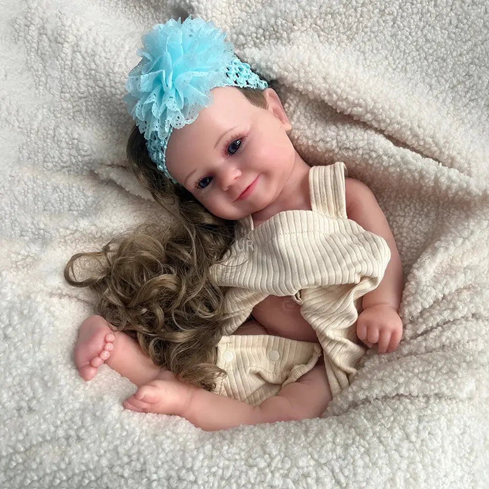 Image of Reborn Baby Dolls Painted Newborn Girl Maddie With Hair Artist