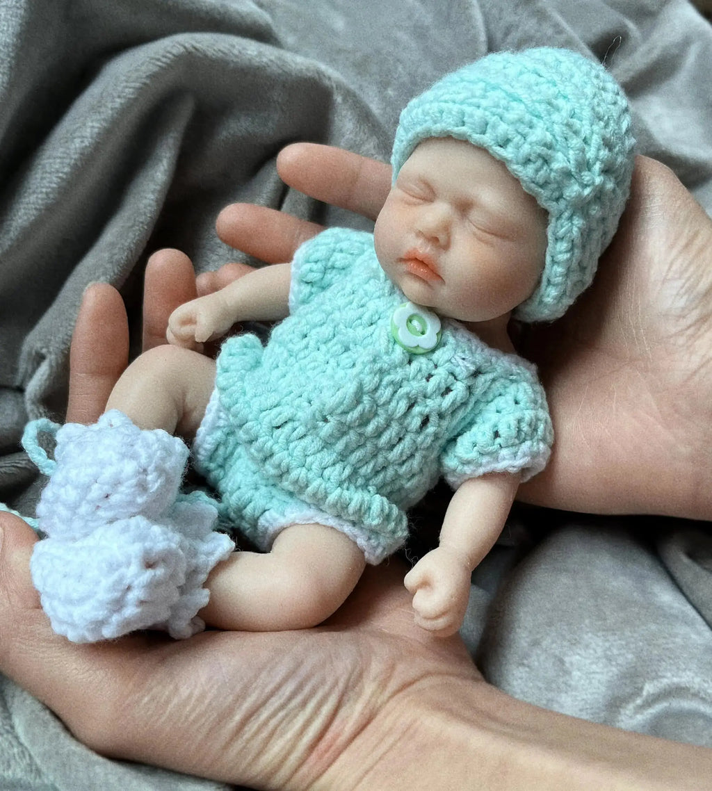 Image of Reborn Baby Dolls 7 Inch Miniature Sleeping Girl Full Silicone Mini