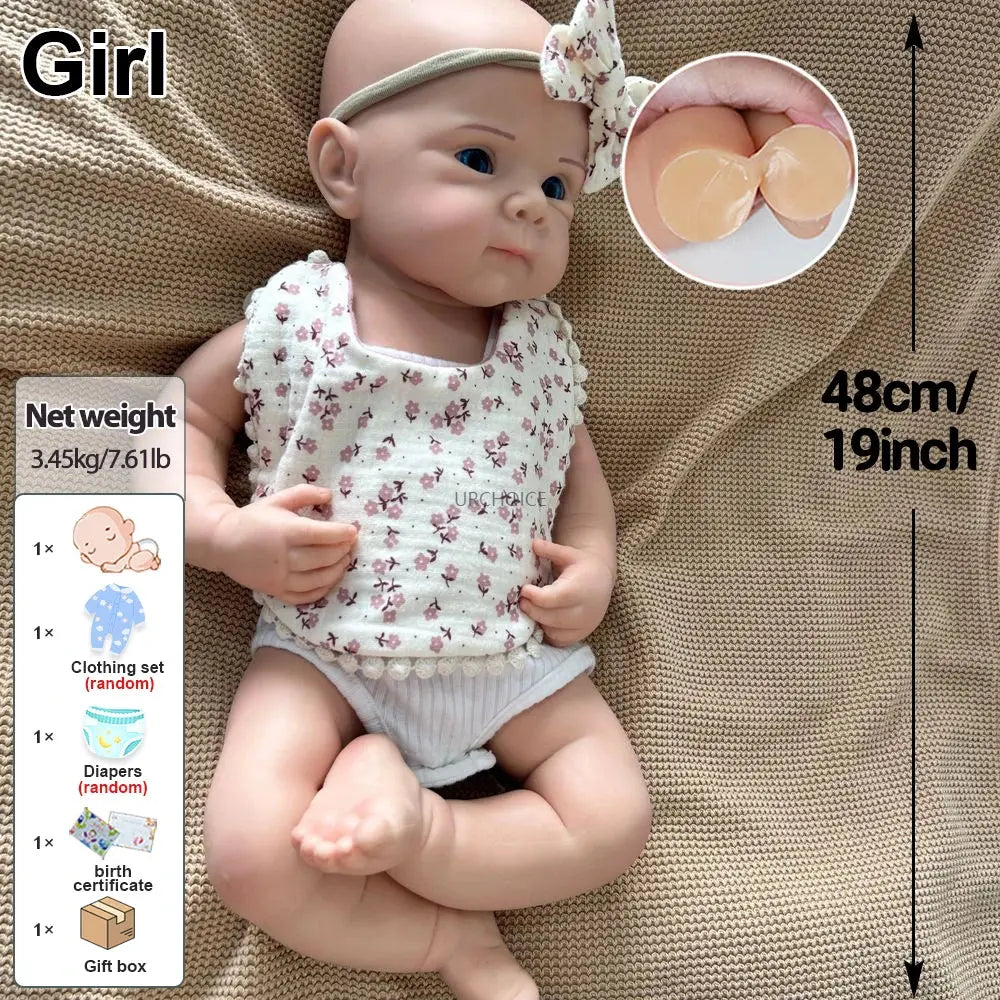 Image of Reborn Baby Dolls 19Inch Soft And Lifelike Silicone Reborn Baby Girl