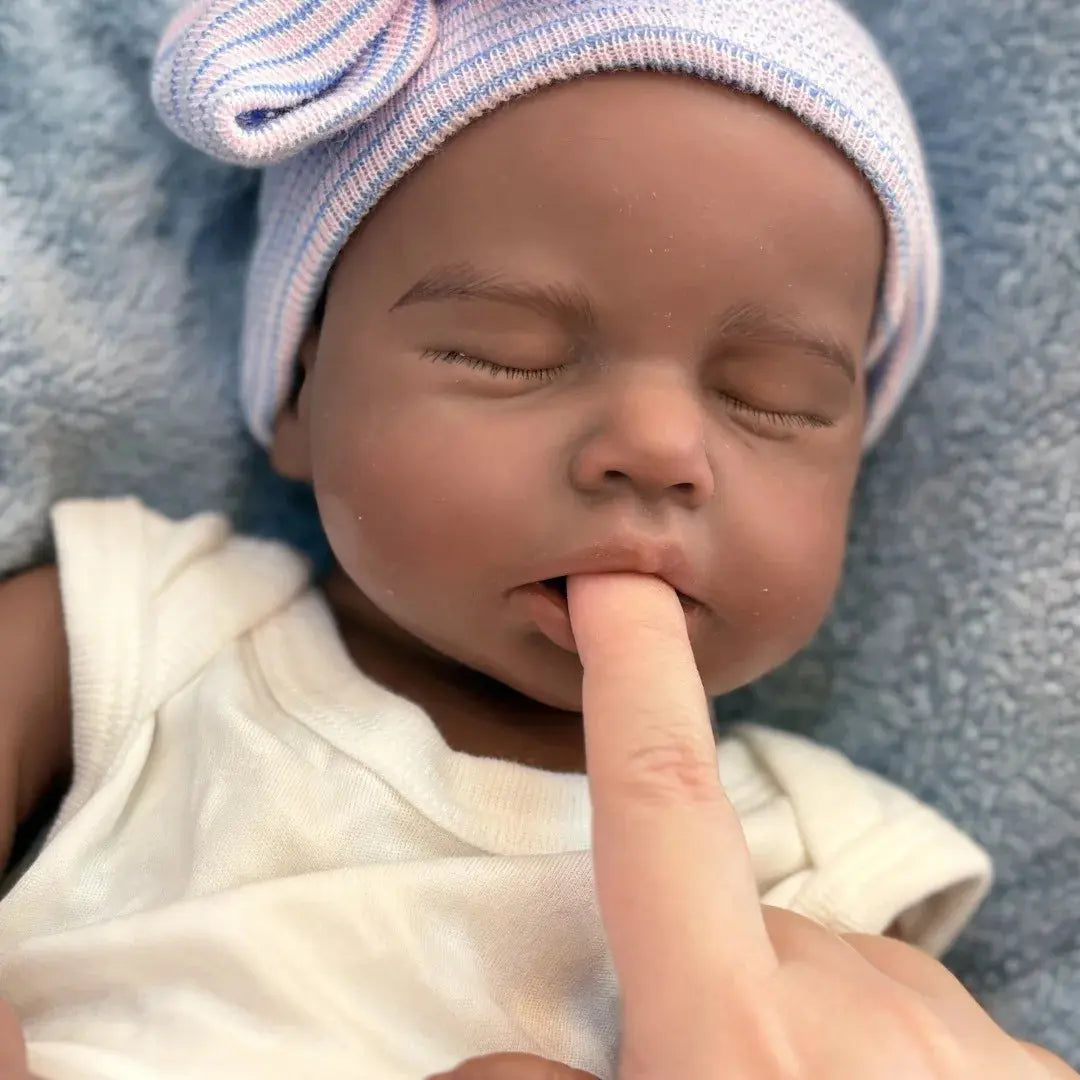Image of Reborn Baby Dolls 18 Inch Chocolate Skin Silicone Loulou Reborn Girl