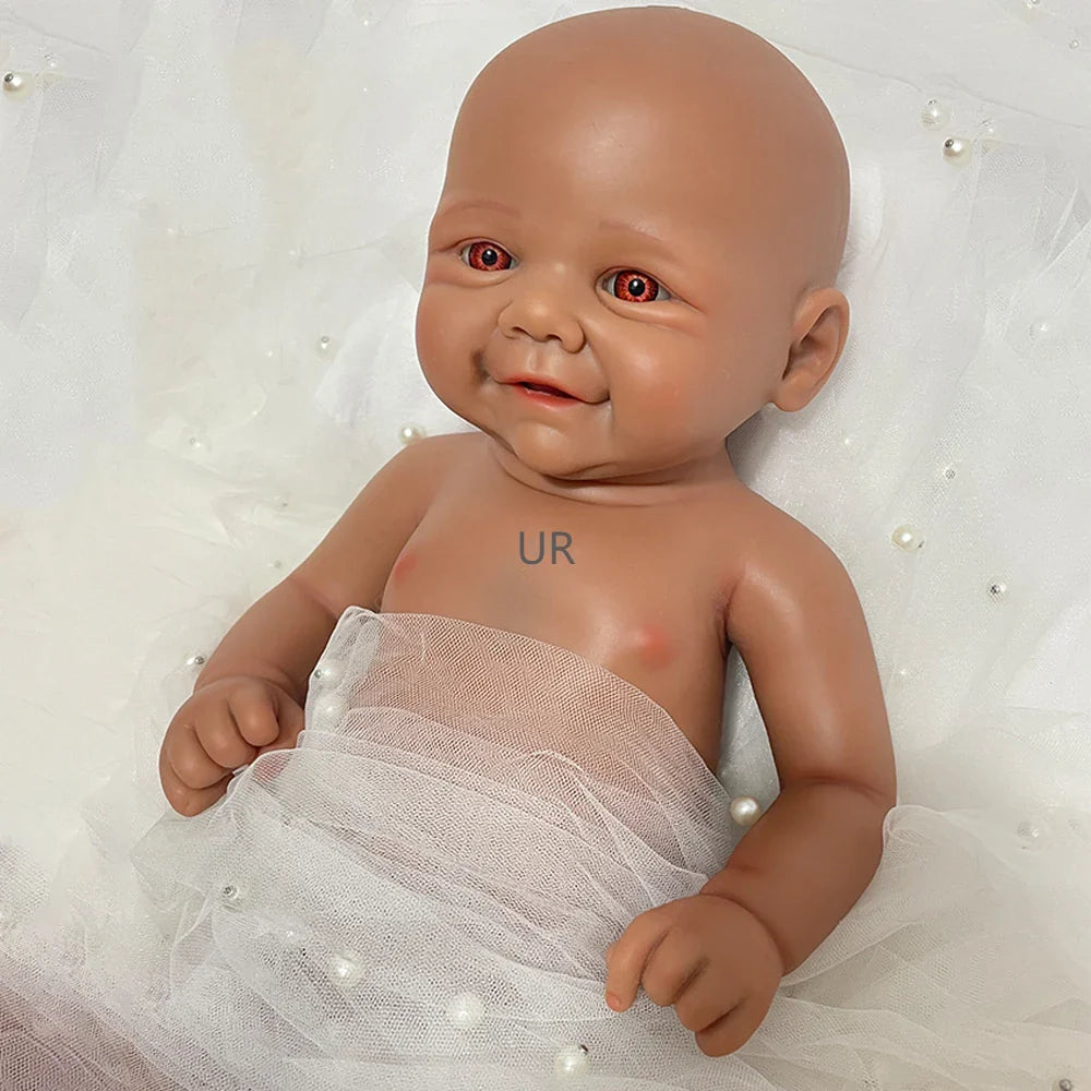 Image of Reborn Baby Dolls 17Inch Black Skin Realistic Soft Silicone Reborn