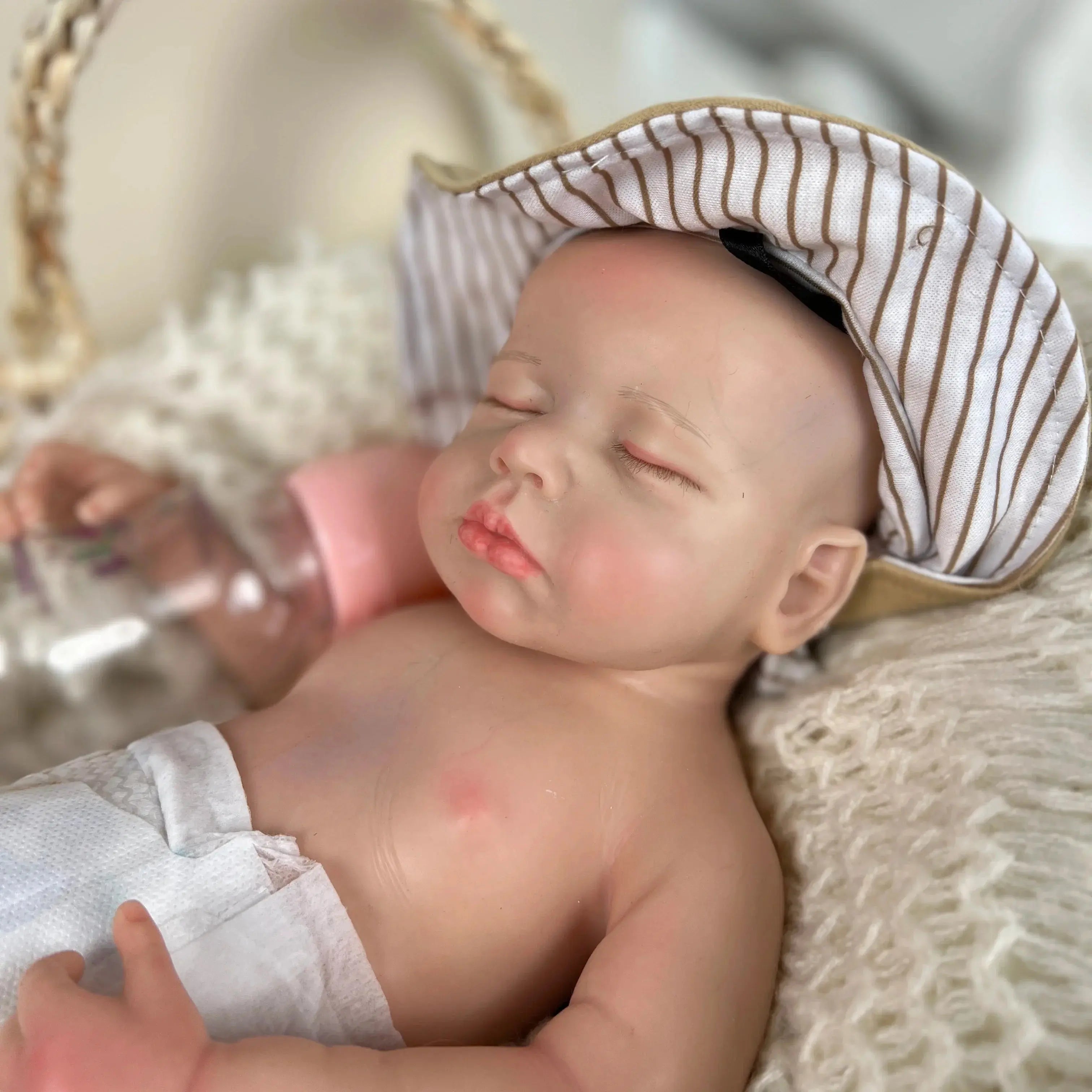 Image of Reborn Baby Dolls 45Cm Boy Loulou Bebê Reborn De Silicone