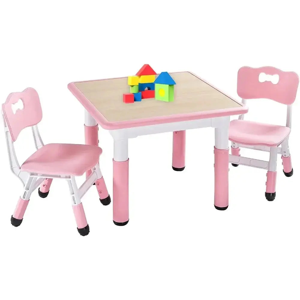 Image of Reborn Baby Dolls Kids Table And 2 Chairs Set, Height Adjustable