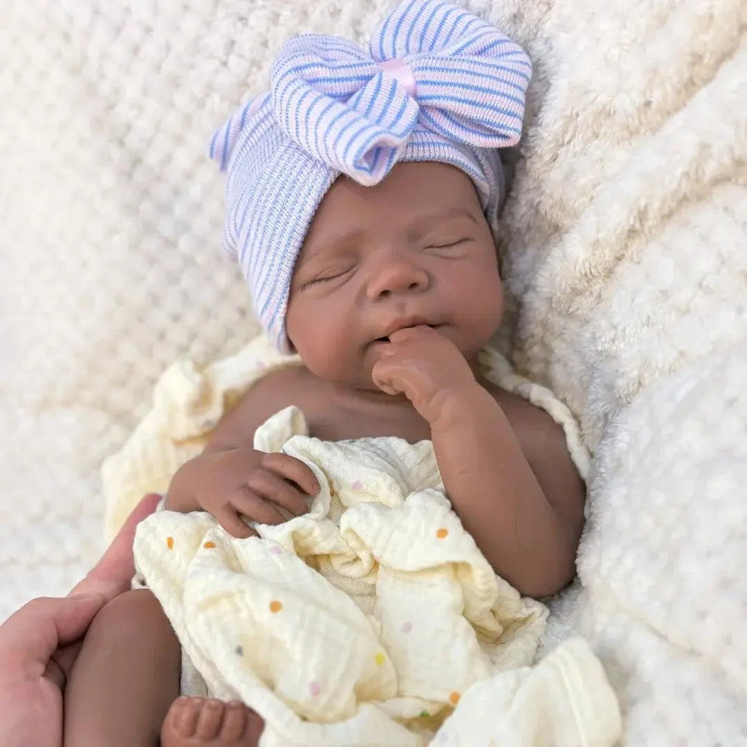 Image of Reborn Baby Dolls 18Inch Dark Skin Can Open Mouth Pascale Solid Bebe