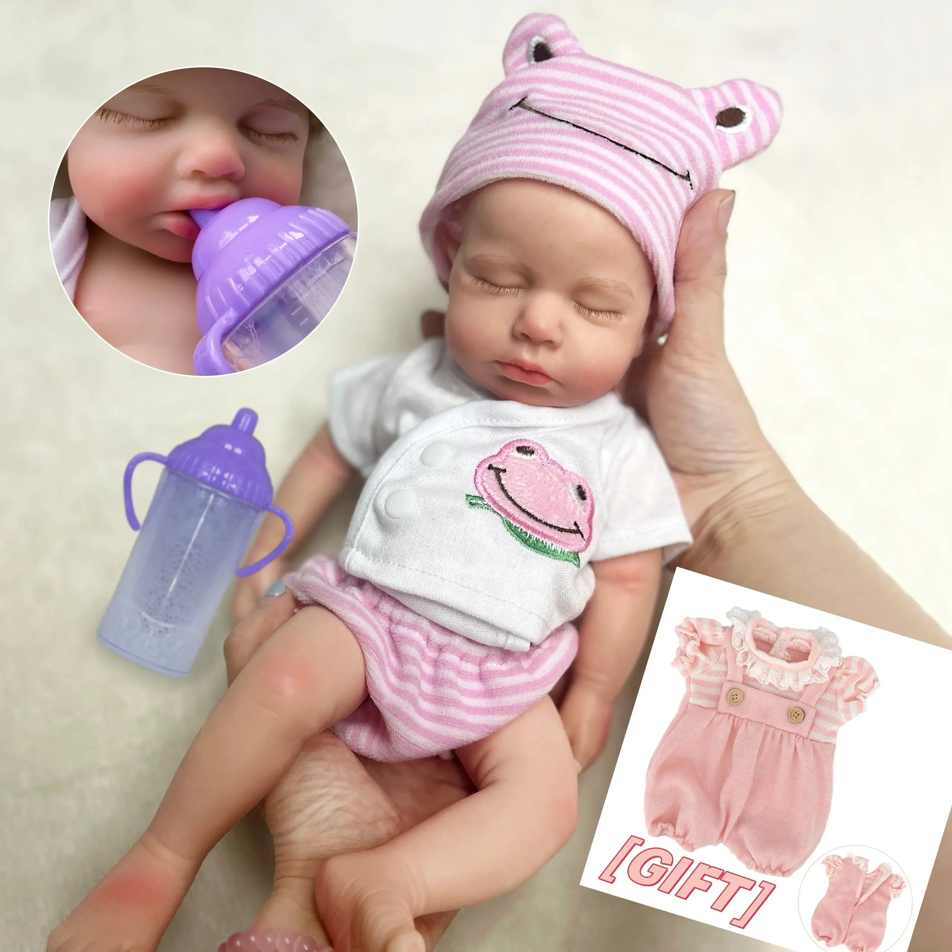 Image of Reborn Baby Dolls 33Cm Open Mouth Silicone Loulou Bebe Reborn Dolls