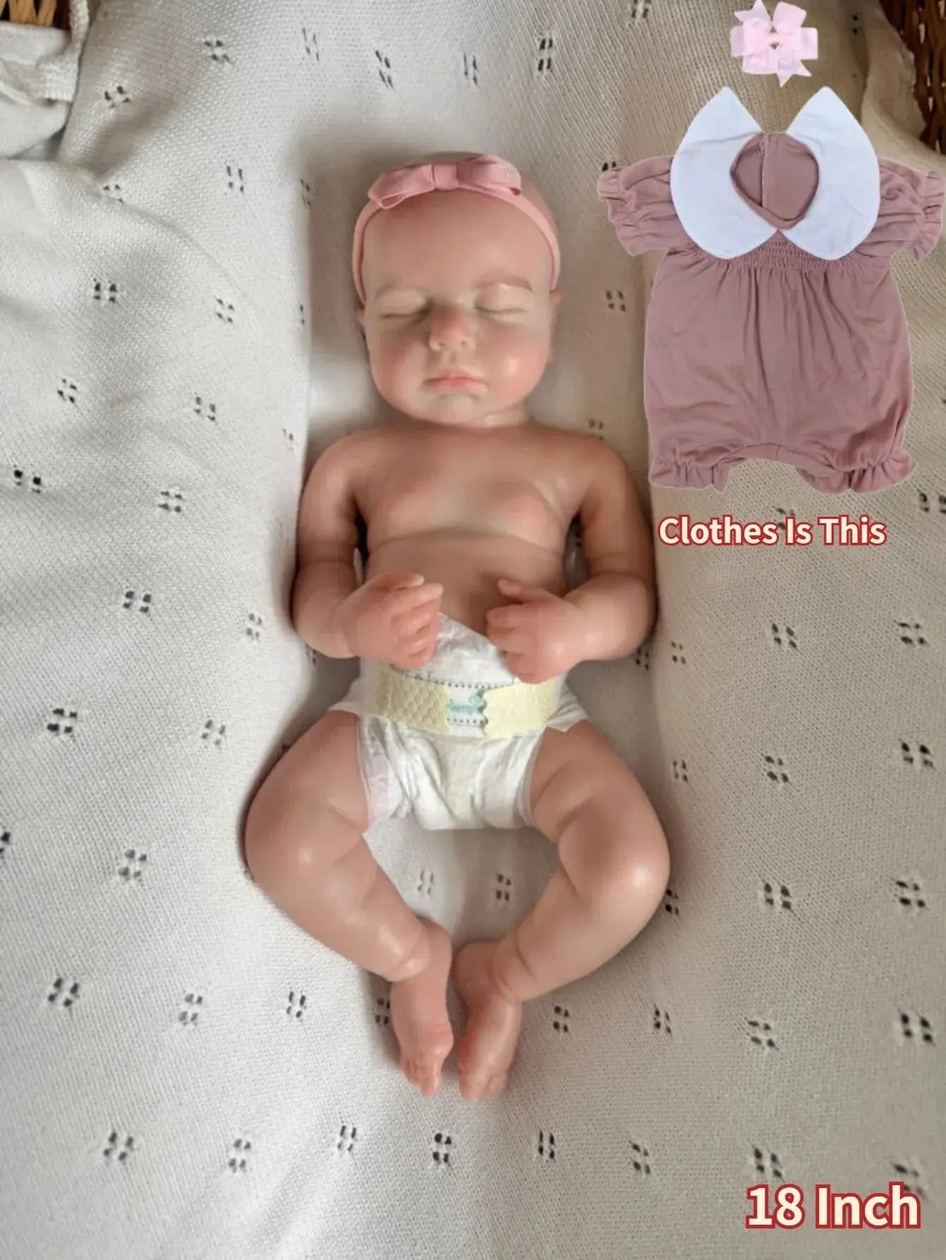 Image of Reborn Baby Dolls 18 Inch Loulou Silicone Girl Handmade Bebe Newborn