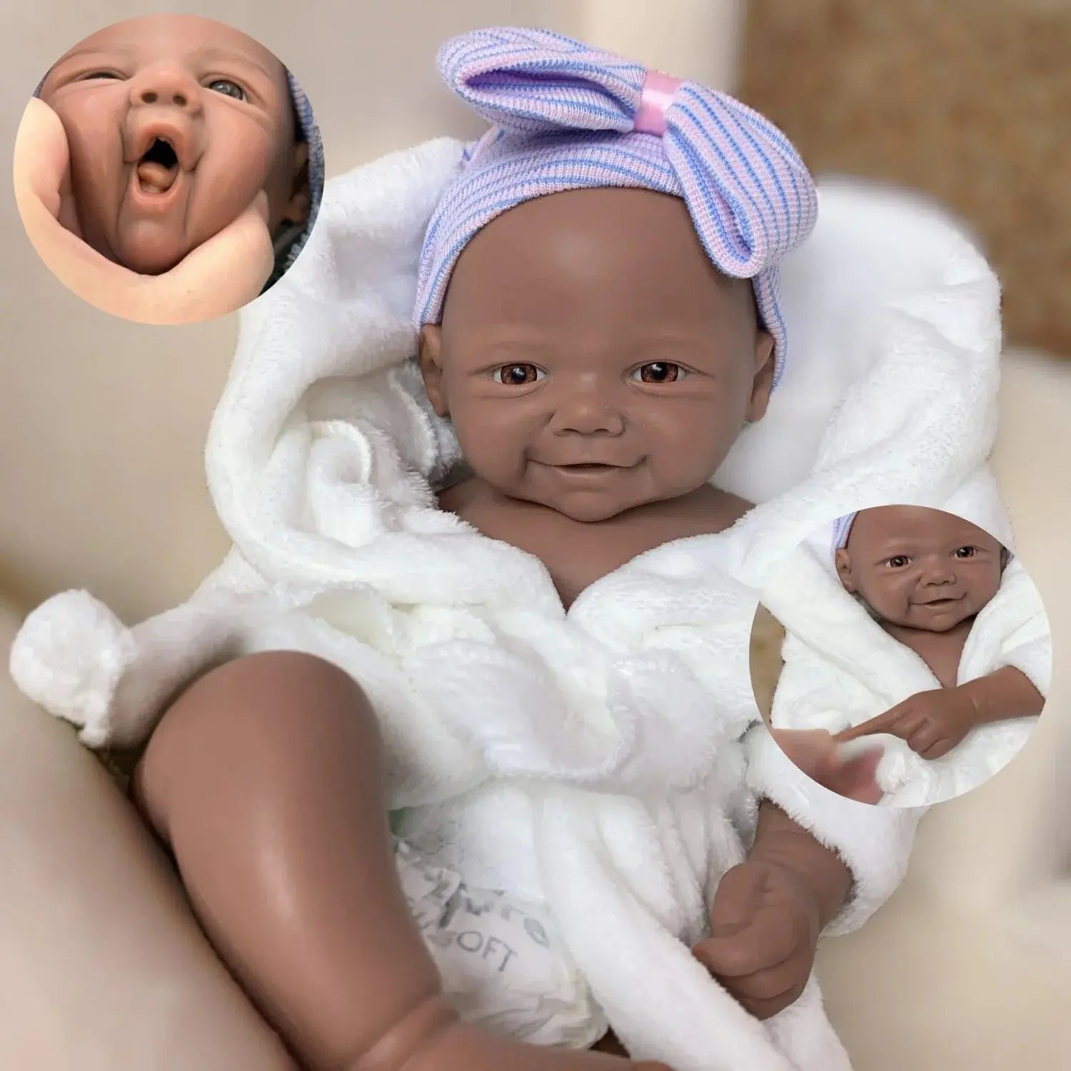 Image of Reborn Baby Dolls 18Inch Dark Skin African Girl Vivienne Reborn Doll