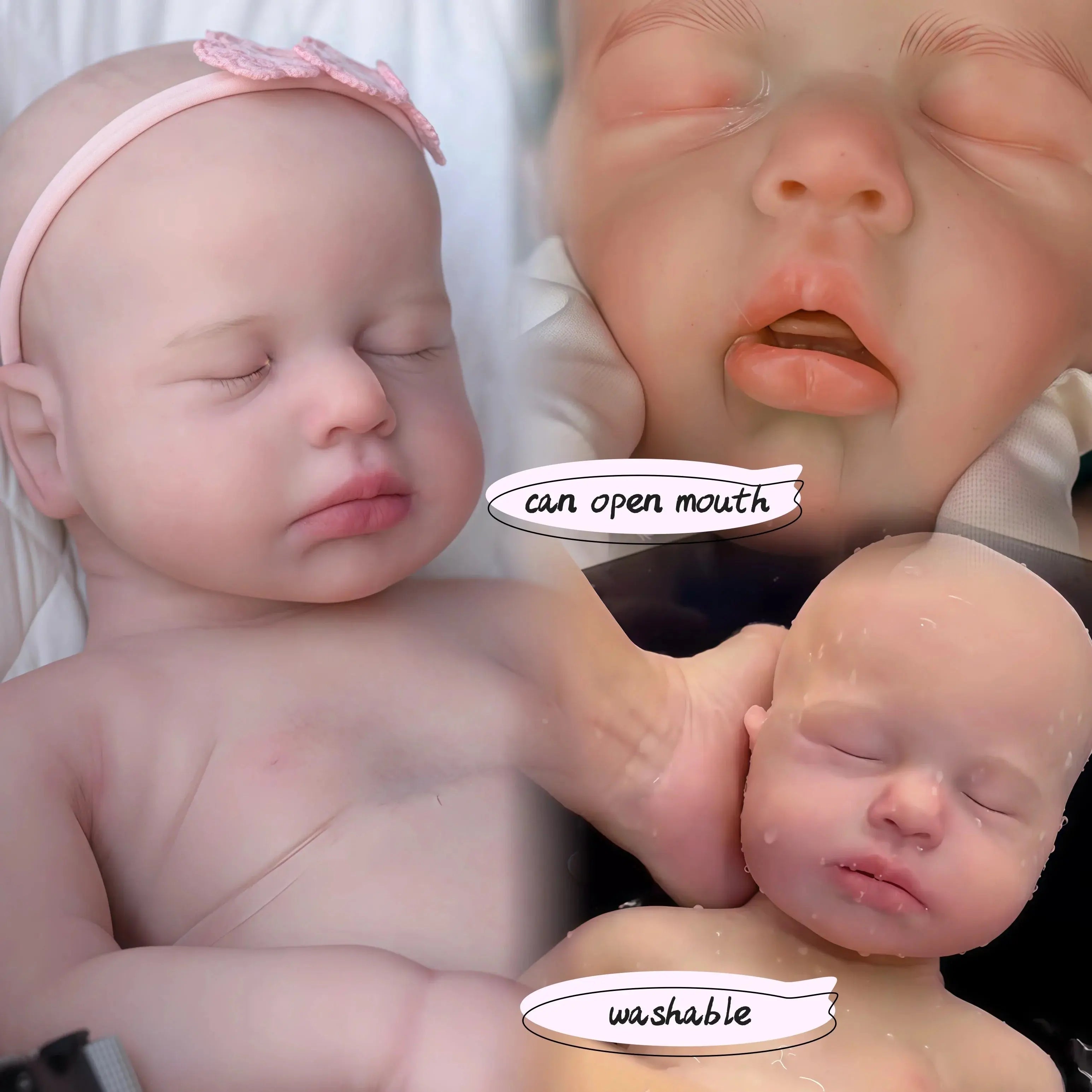 Image of Reborn Baby Dolls 18Inch Open Mouth Loulou Girl Painted/Unpainted