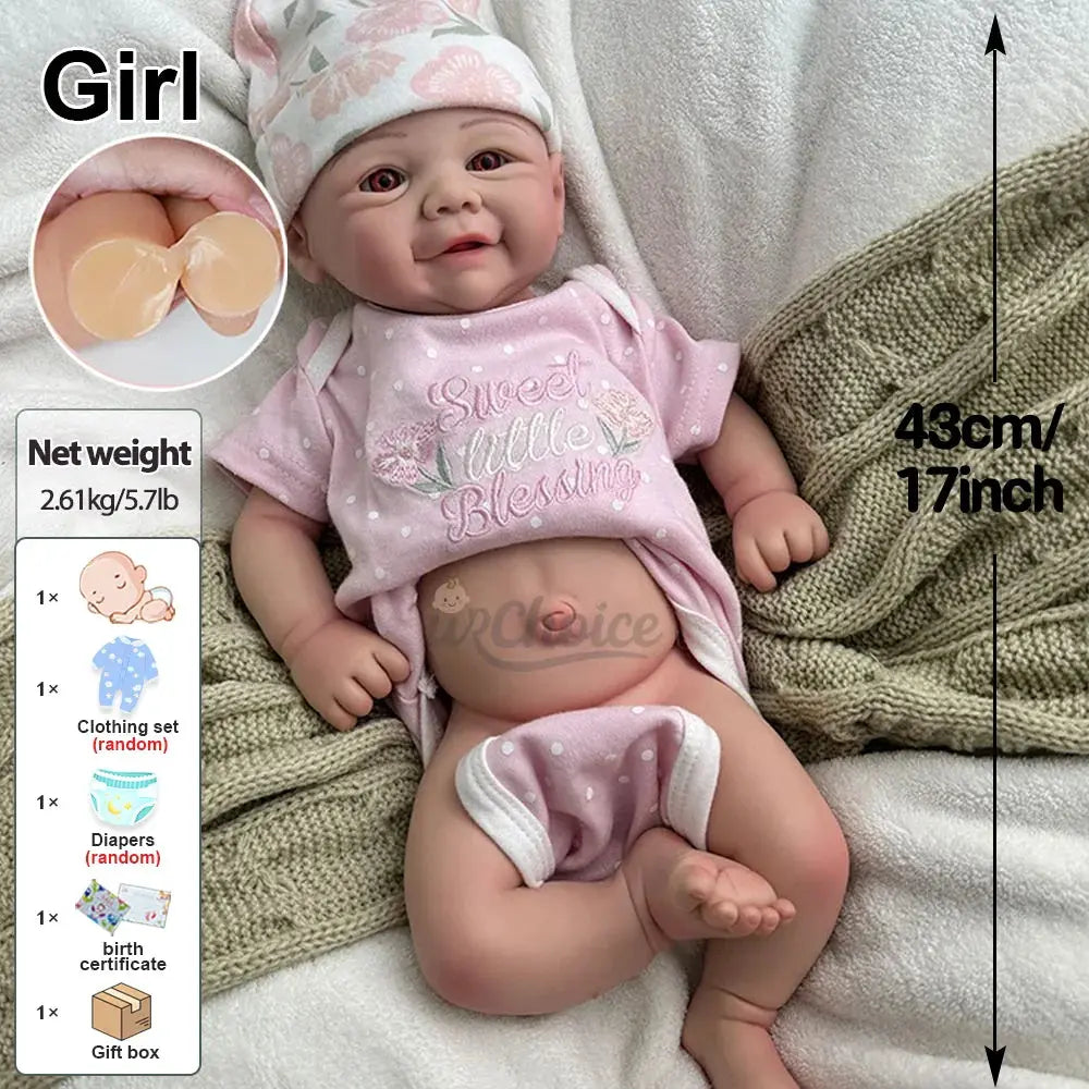 Image of Reborn Baby Dolls 17Inch Full Body Soft Realistic Platinum Silicone