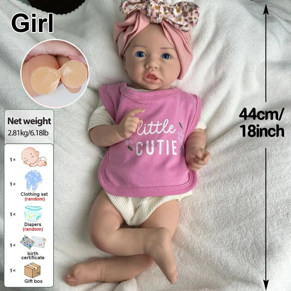 Image of Reborn Baby Dolls Handmade 45Cm Lifelike Full Body Soft Silicone