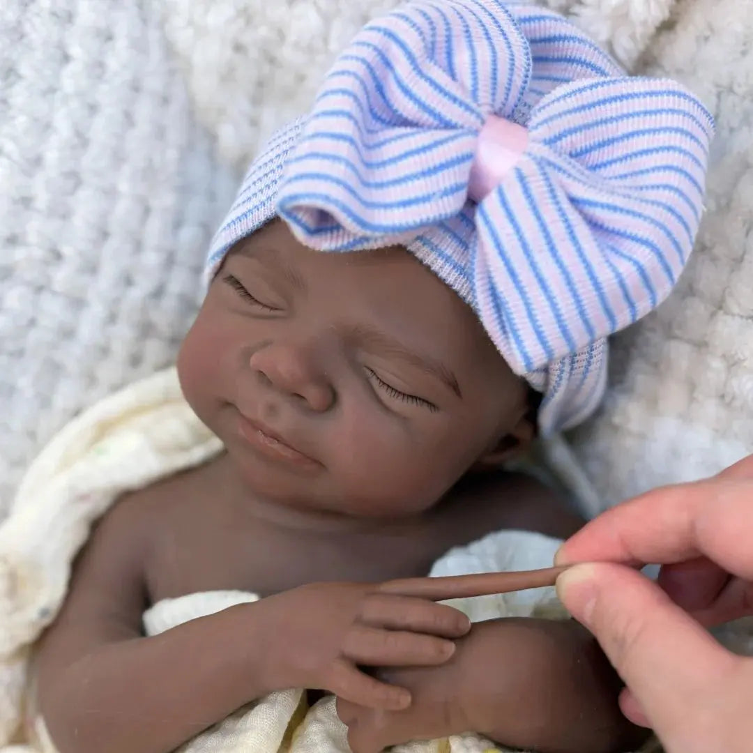 Image of Reborn Baby Dolls 18Inch Dark Skin Can Open Mouth Pascale Solid Bebe