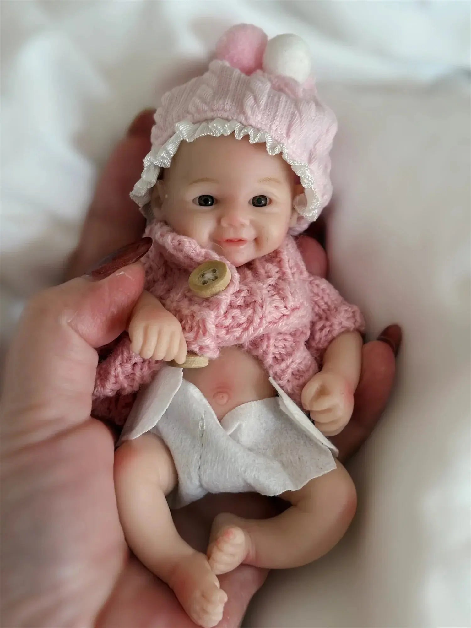 Image of Reborn Baby Dolls 15Cm Can Washable Mini Vivienne Solid Silicone Bebe