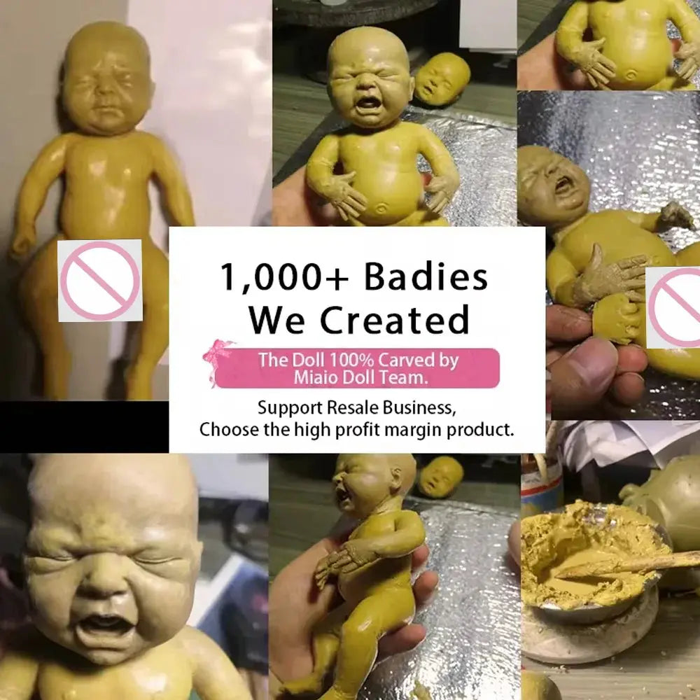 Image of Reborn Baby Dolls 7" Boy Micro Preemie Full Body Silicone Black Skin