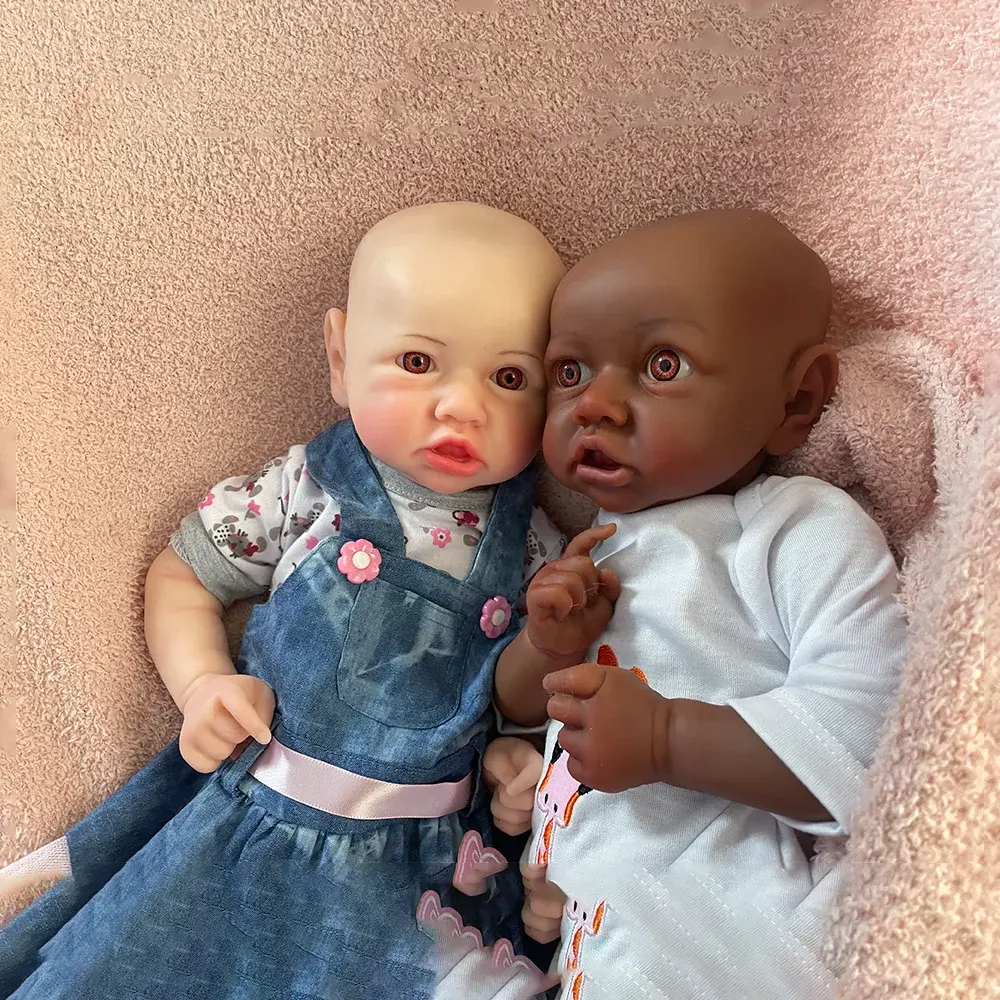 Image of Reborn Baby Dolls 18 Inch Unpainted Cute African Skin Newborn Baby